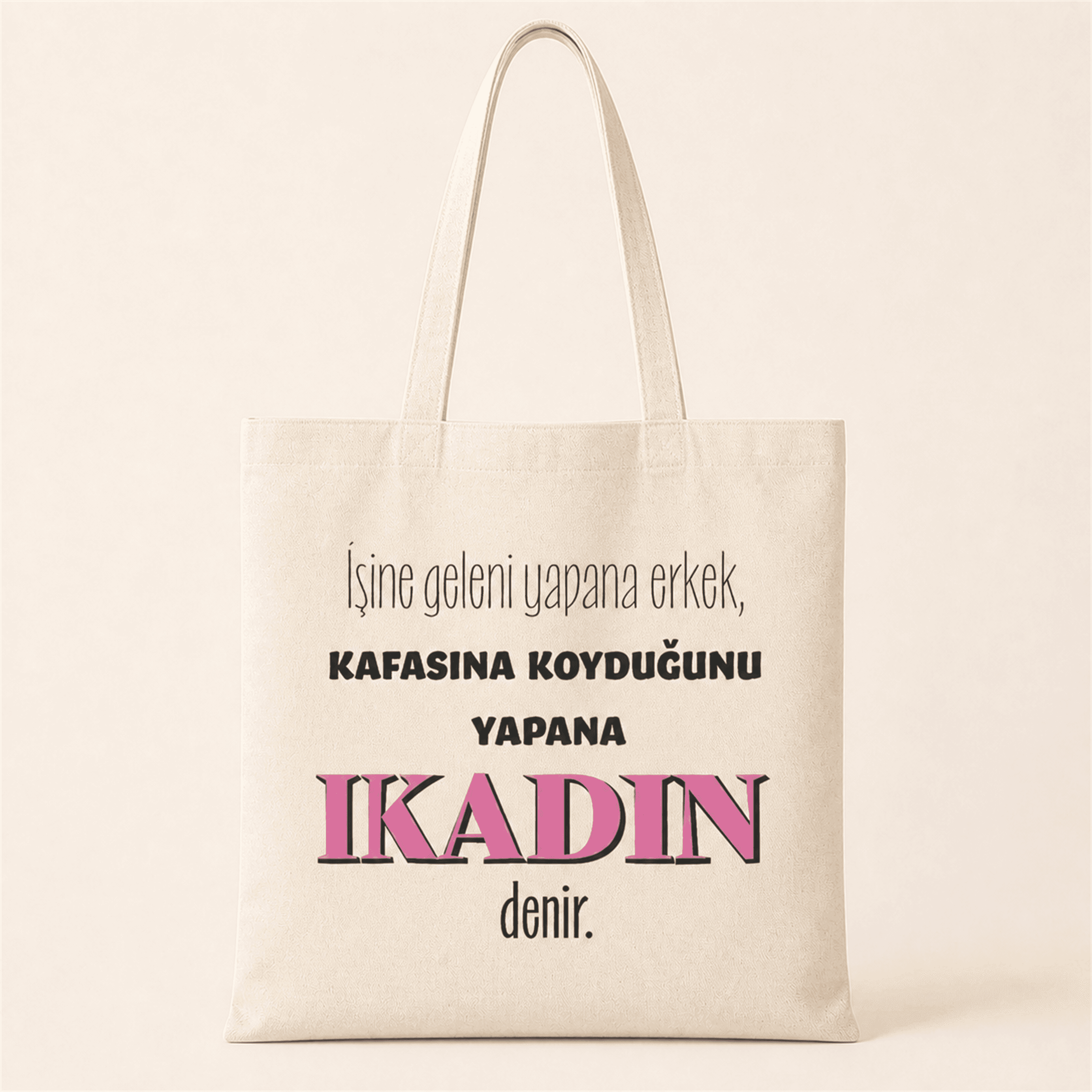 İşine Geleni Yapana Erkek Baskılı Bez Çanta Omuz Çantası