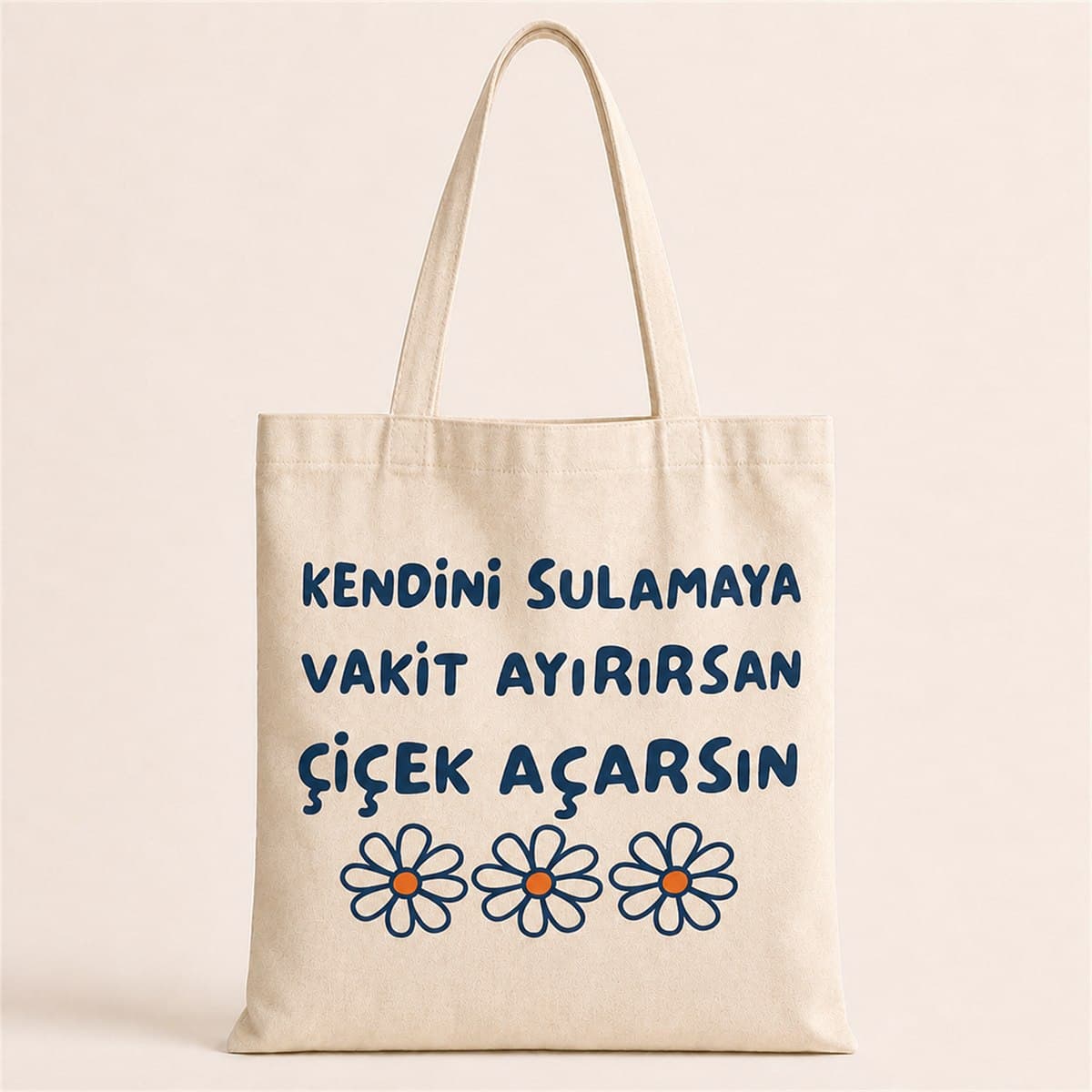 Çiçek Açarsın Baskılı Bez Çanta Omuz Çantası