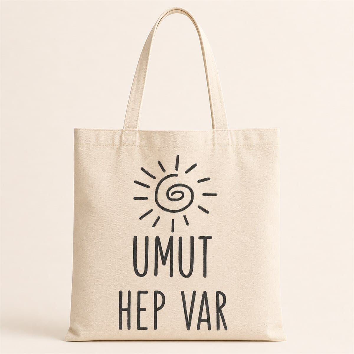 Umut Hep Var Baskılı Bez Çanta Omuz Çantası
