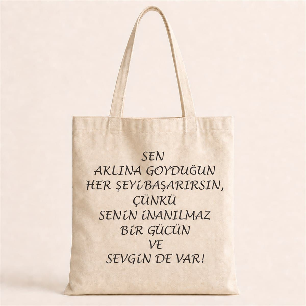 Sen Aklına Goyduğun Baskılı Bez Çanta Omuz Çantası