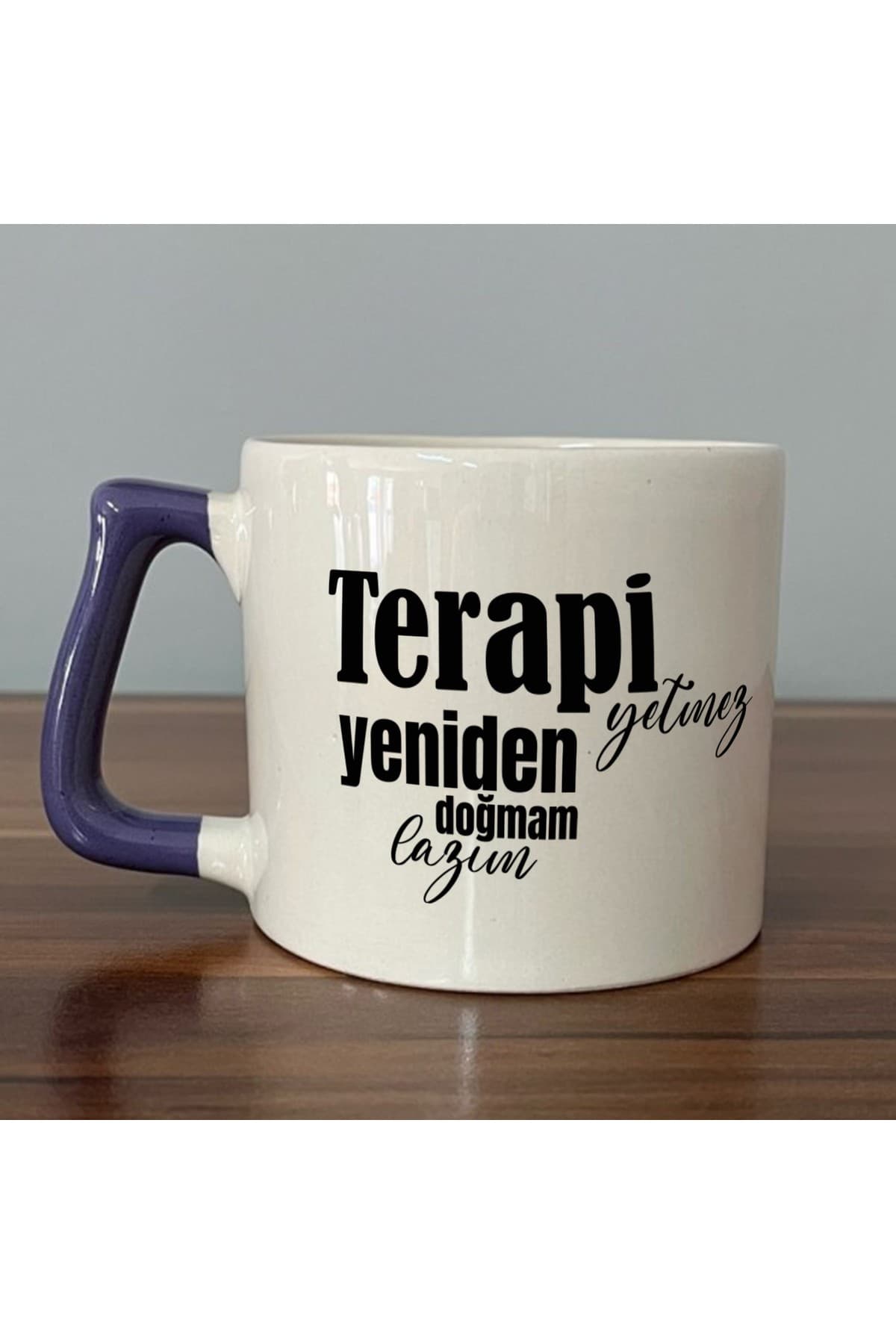 Umudu Allah Olanın Göğü Aydınlık Olur Baskılı Mor Kulplu Prime Kupa Bardak Fincan Mug