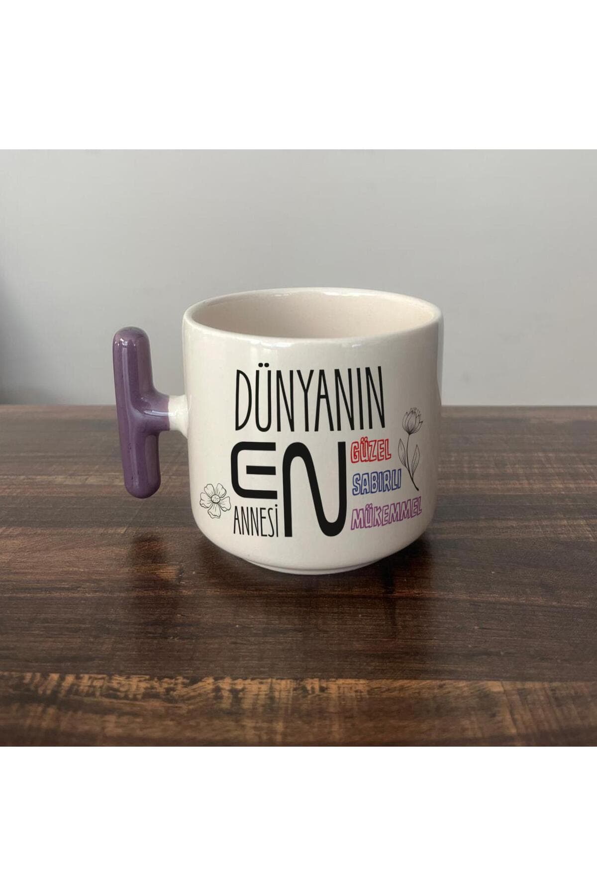 Dünyanın En Annesi Baskılı Kulplu T Kupa - Anneye Hediye Bardak Fincan Mug