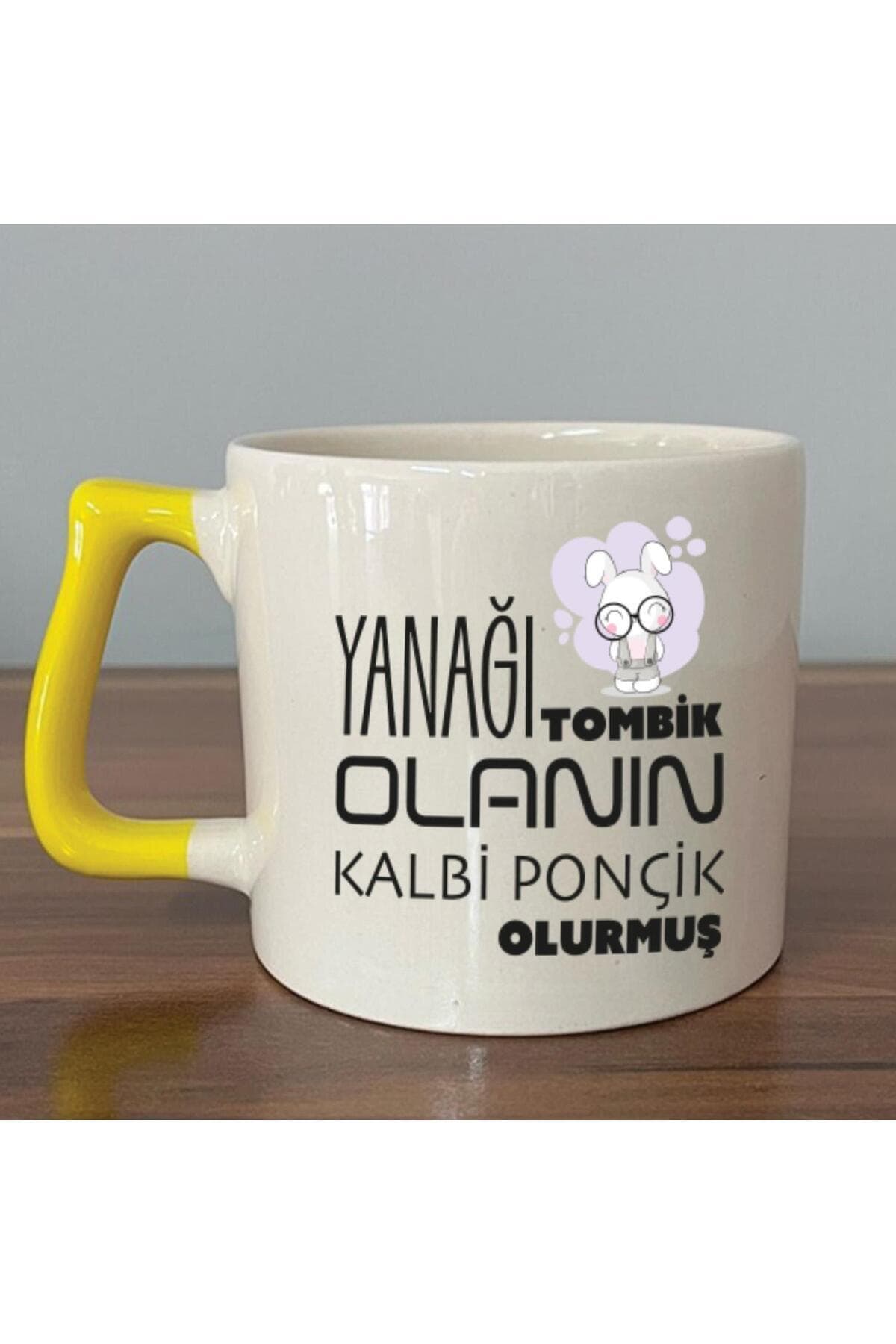 Yanağı Tombik Olanın Baskılı Sarı Kulplu Prime Kupa Bardak Fincan Mug