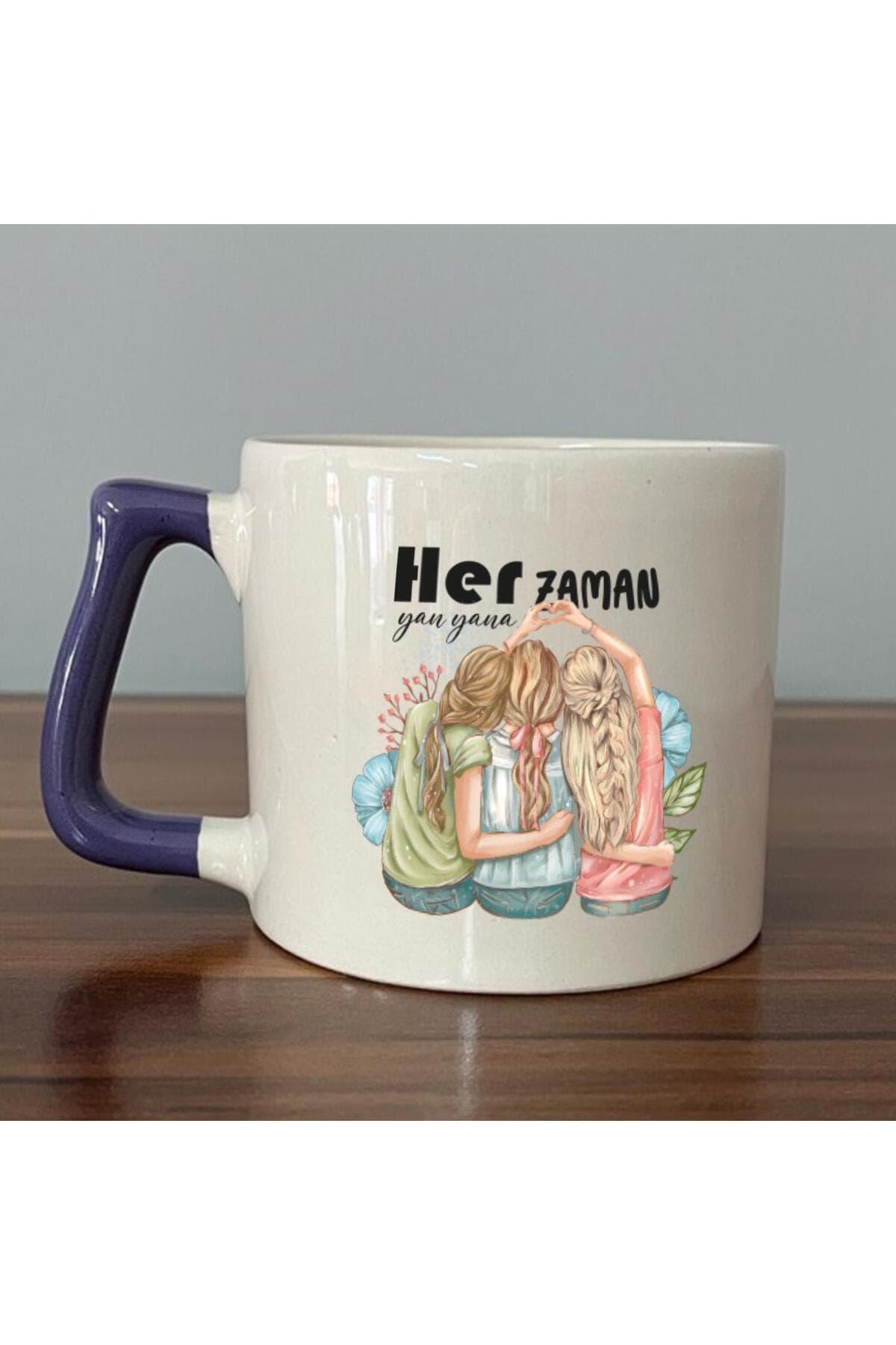 Her Zaman Yanyana Baskılı Mor Kulplu Prime Kupa Bardak Fincan Mug