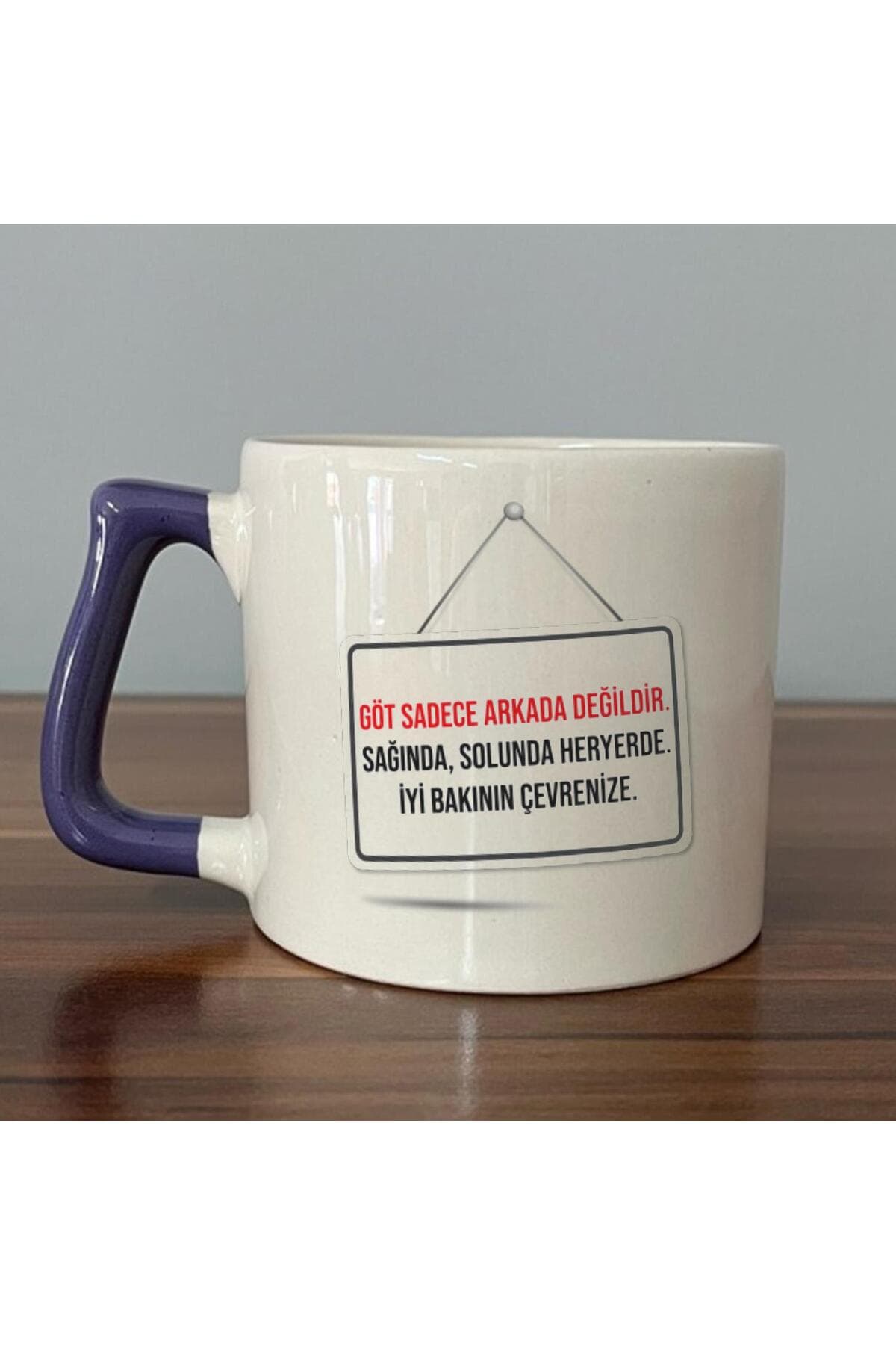 G*t Sadece Arkada Değildir Baskılı Mor Kulplu Prime Kupa - Komik Hediye Bardak Fincan Mug