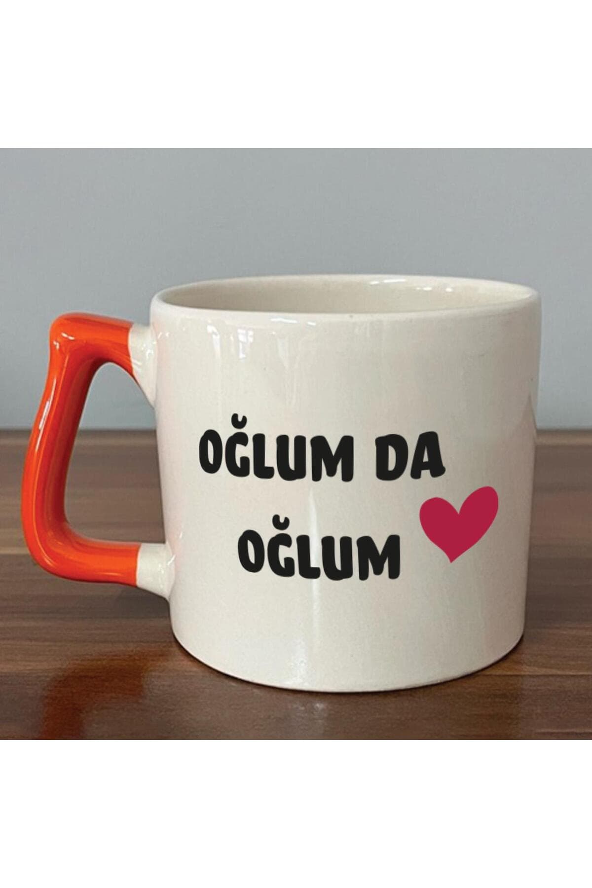 Anam Da Anam Baskılı Turuncu Kulplu Prime Kupa - Kadınlar Günü Hediyesi Bardak Fincan Mug