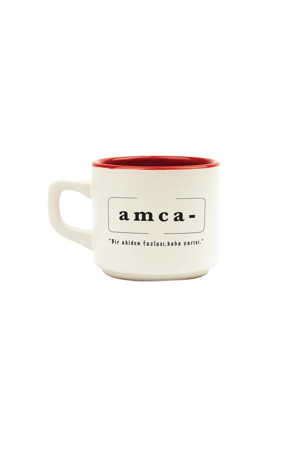 Amca Baskılı Kırmızı İçi Renkli Venüs Kupa - Amcaya Hediye Bardak Fincan Mug