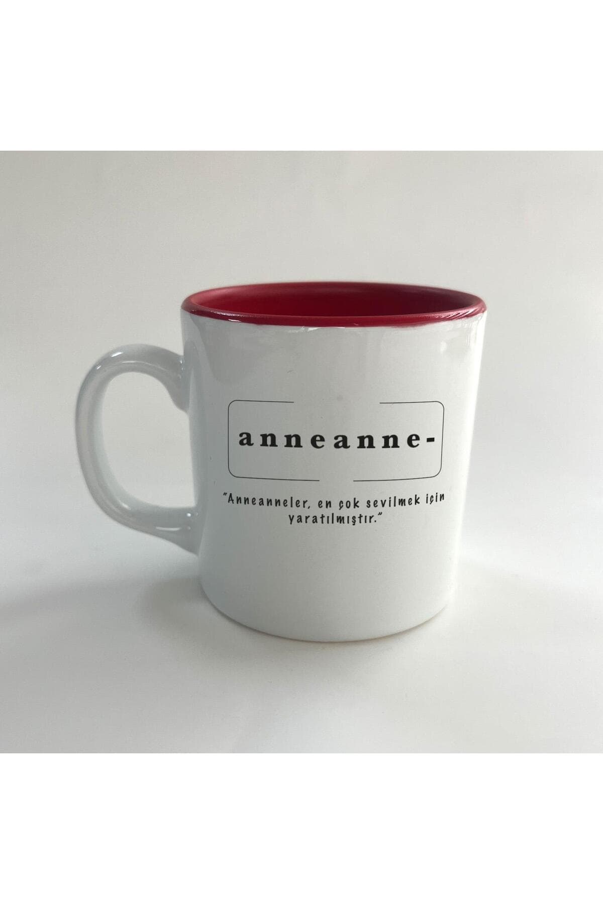 Anneanne Baskılı Kırmızı İçi Renkli Multi Kupa - Anneanneye Hediye Bardak Fincan Mug
