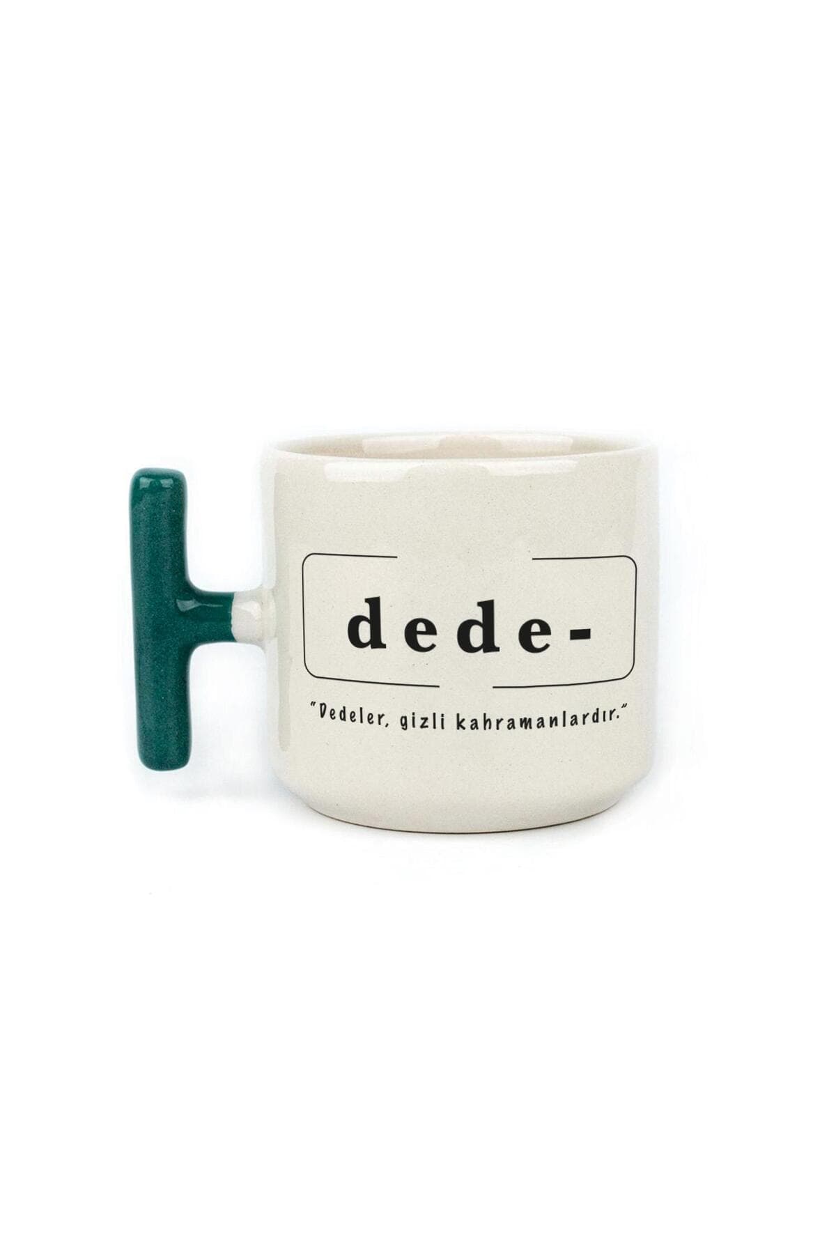Dede Baskılı Yeşil Kulplu T Kupa - Dedeye Hediye Bardak Fincan Mug