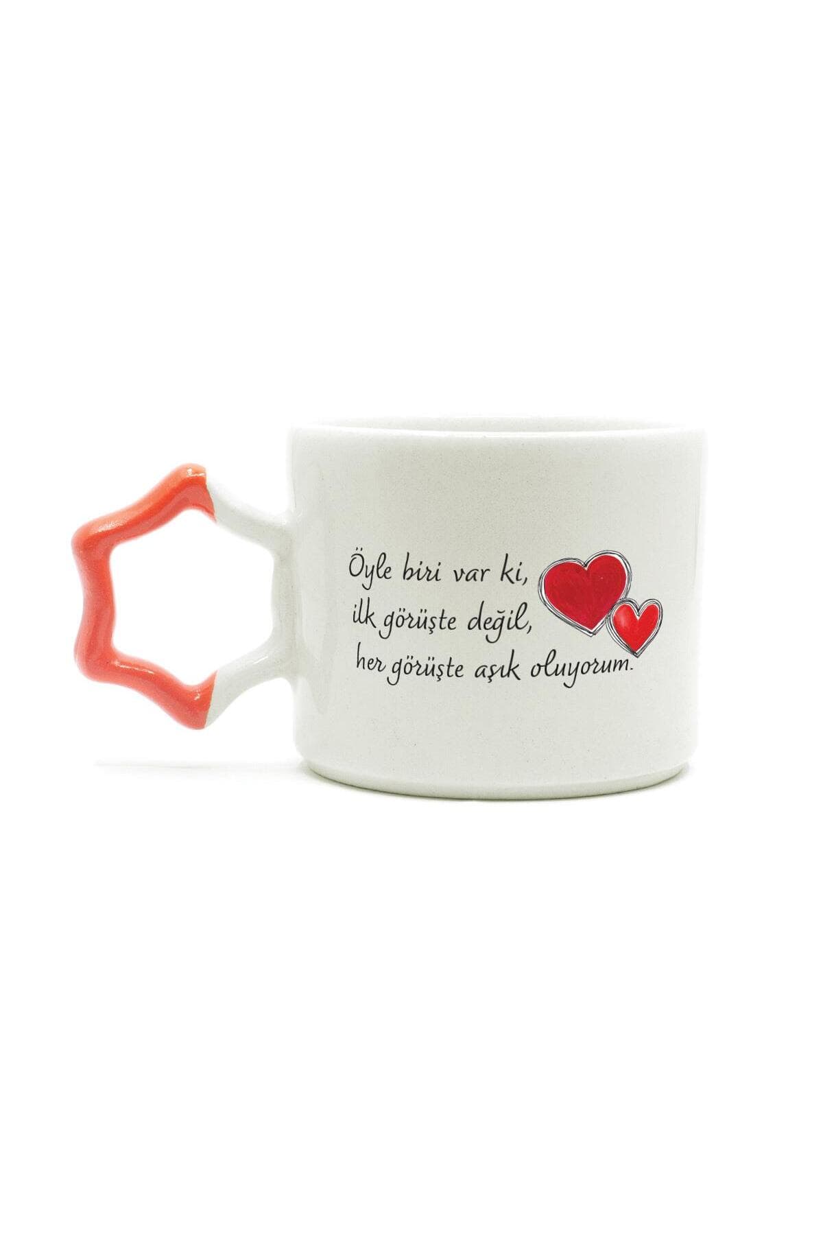 Öyle Biri Var Ki Baskılı Turuncu Kulplu Yıldız Kupa Bardak Fincan Mug