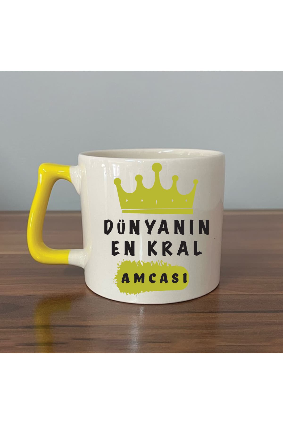DÜNYANIN EN KRAL AMCASI Sarı Kulplu Prime Babalar Günü Hediyesi Kupa