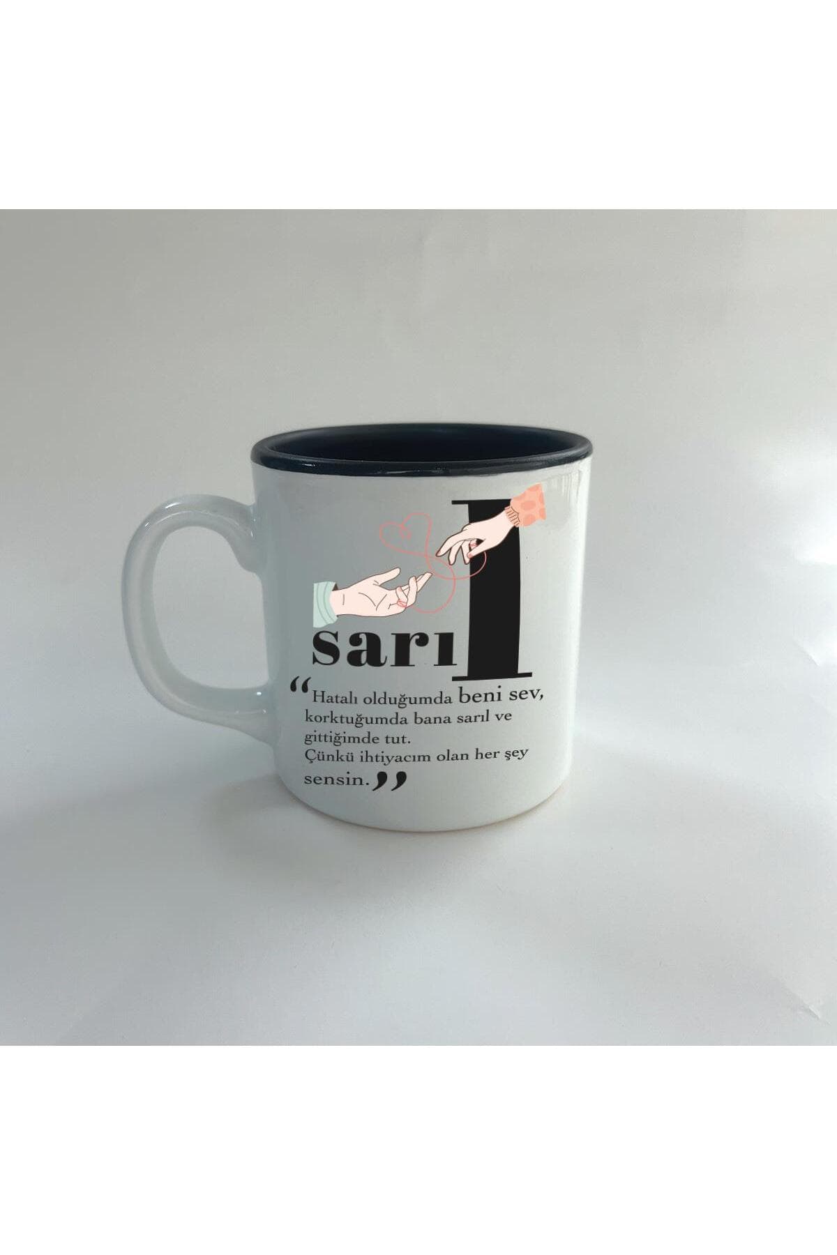 Sarıl Baskılı Siyah İçi Renkli Multi Kupa Bardak Fincan Mug