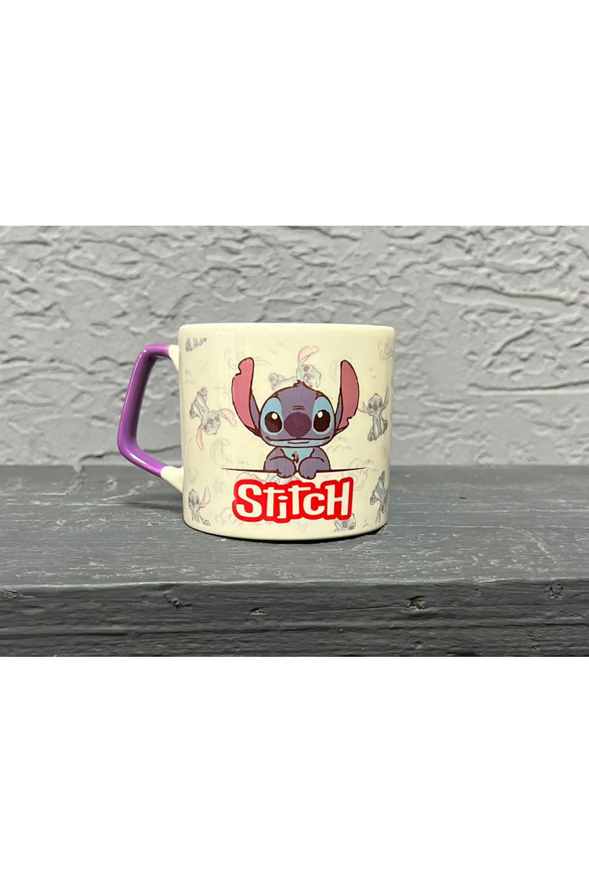 Stitch Tatlı Tatlı Bakıyor Mor Kulplu Prime Sevgililer Günü Hediyesi Kupa