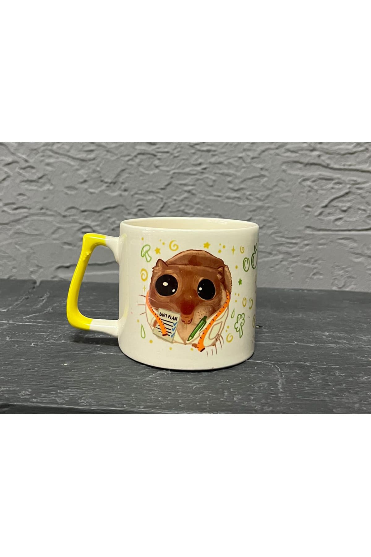 Sad Üzgün Hamster Diyetisyen Sarı Kulplu Prime Meslek Hediyesi Kupa