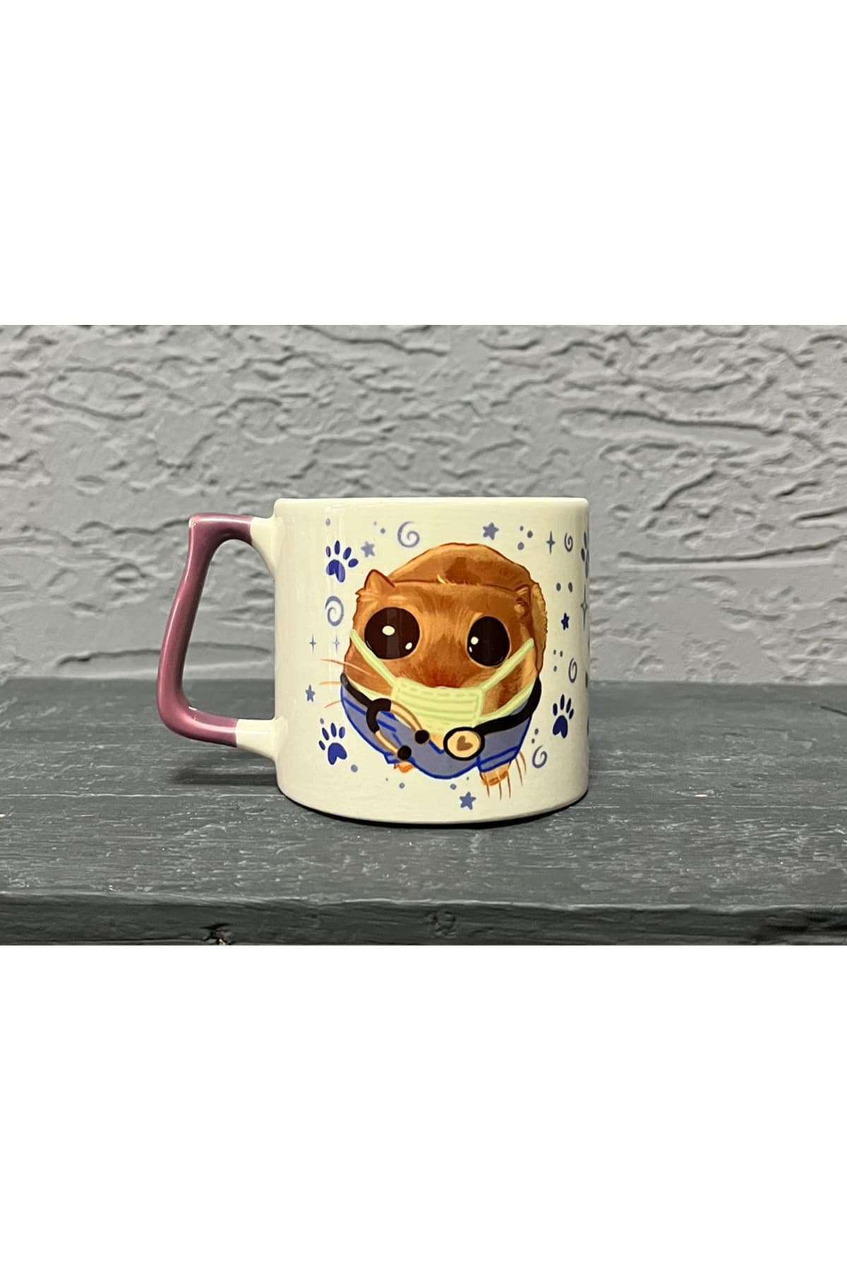 Sad Üzgün Hamster-Veteriner Mor Kulplu Prime Meslek Hediyesi Kupa
