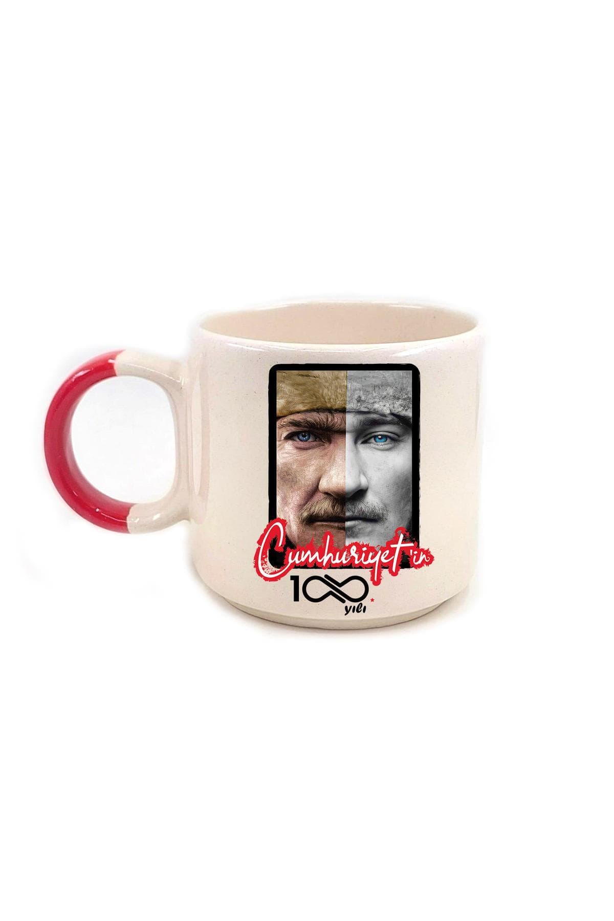 100.yıl Atatürk Baskılı Siyah Kulplu P Kupa Bardak Fincan Mug