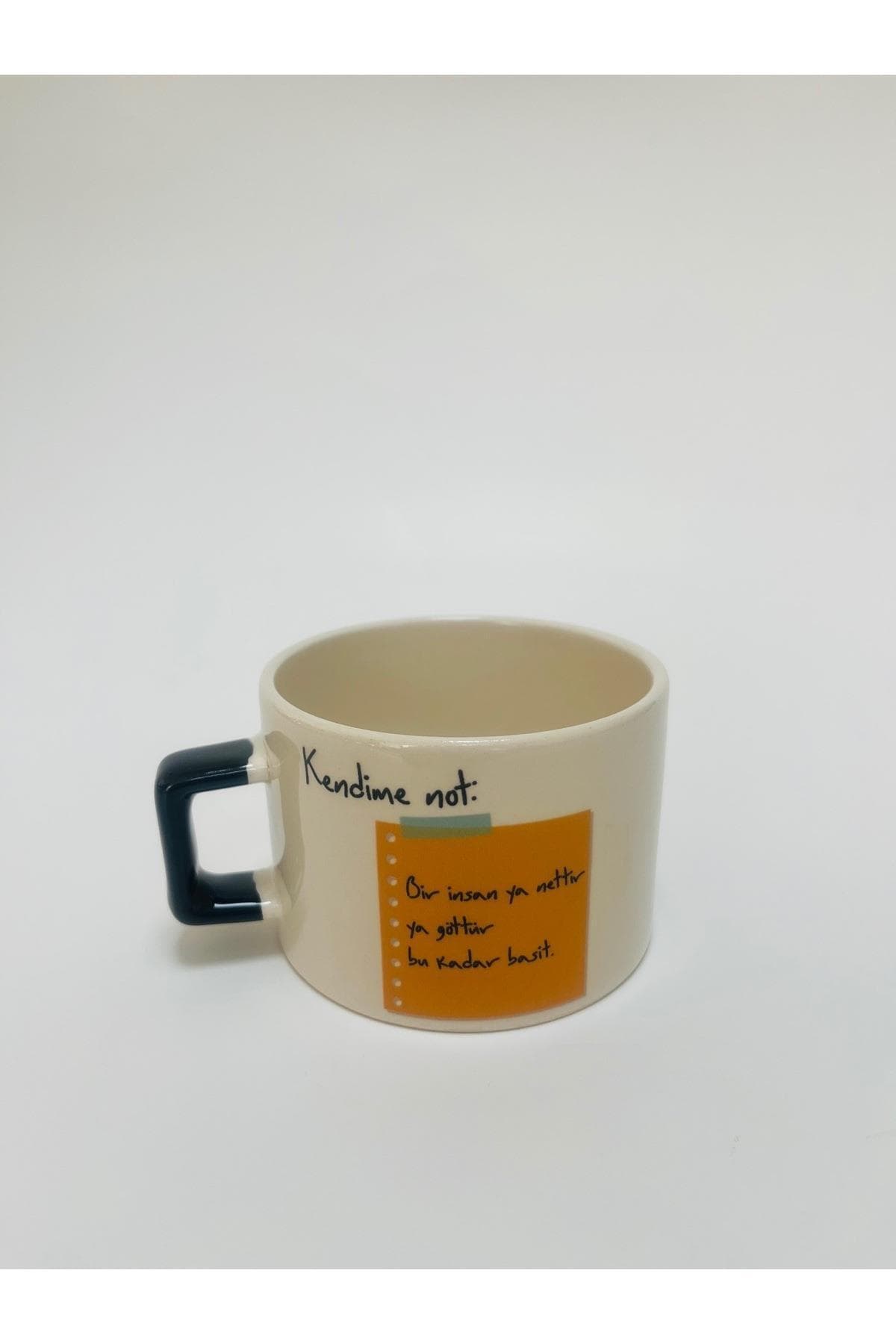 Bir İnsan Ya Nettir Ya G*ttür Baskılı Siyah Kulplu Kare Kupa - Komik Hediye Bardak Fincan Mug