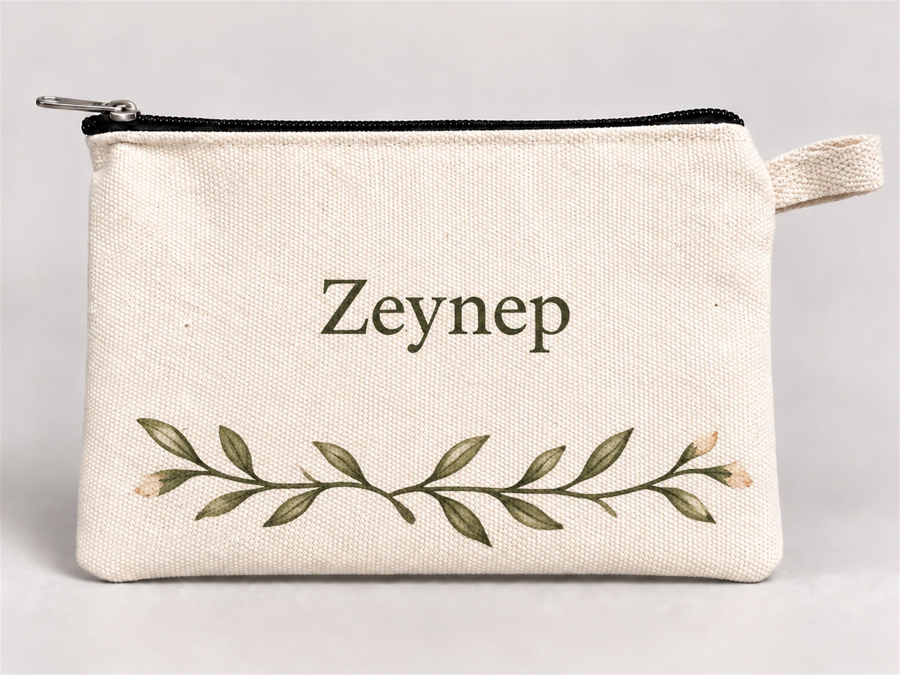 Kişiye Özel Yaprak Çerçevesi Baskılı Fermuarlı Kalemlik 20x10 cm Kalem Kutusu
