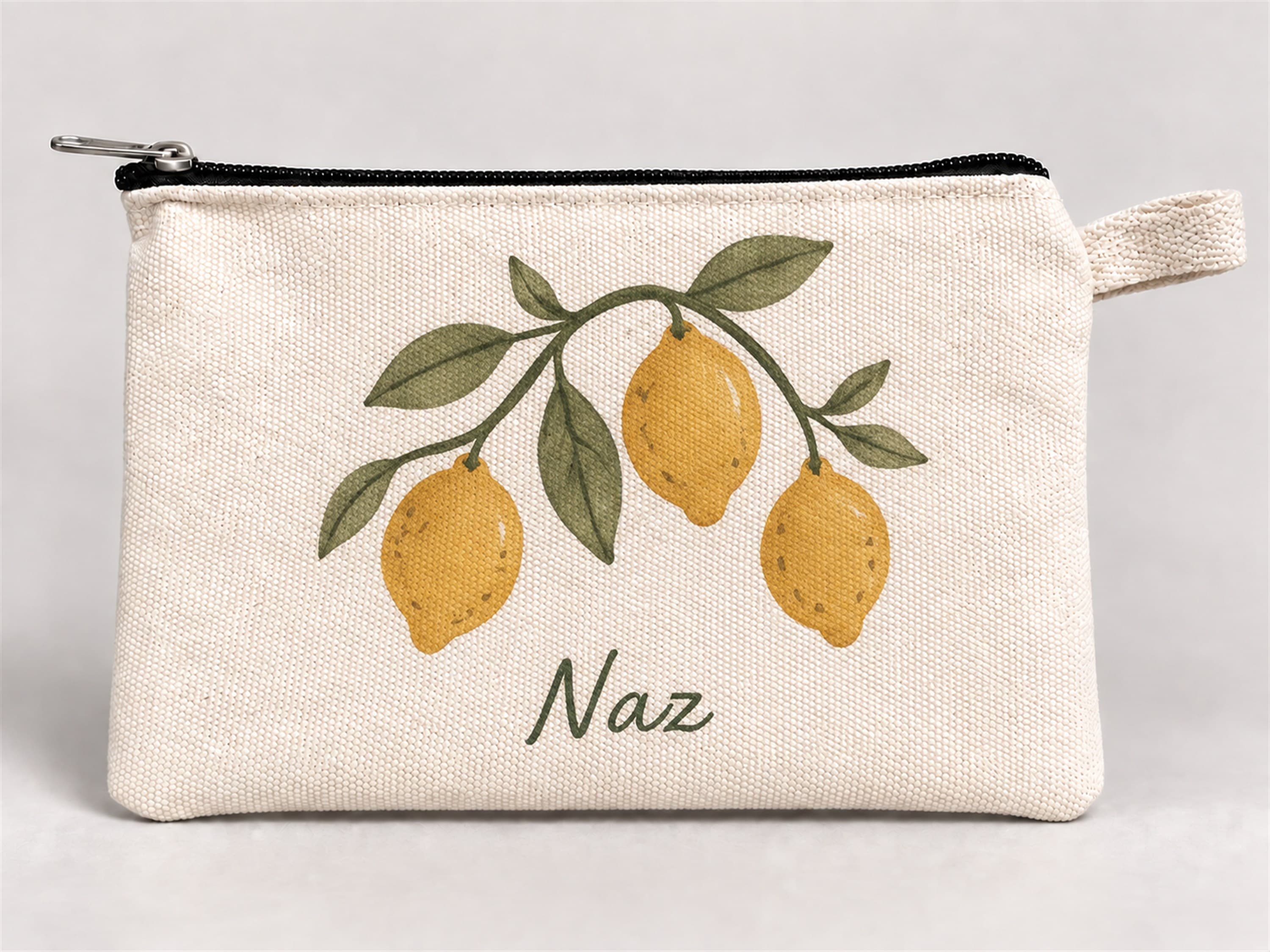 Kişiye Özel Limon Dalı Baskılı Fermuarlı Kalemlik 20x10 cm Kalem Kutusu