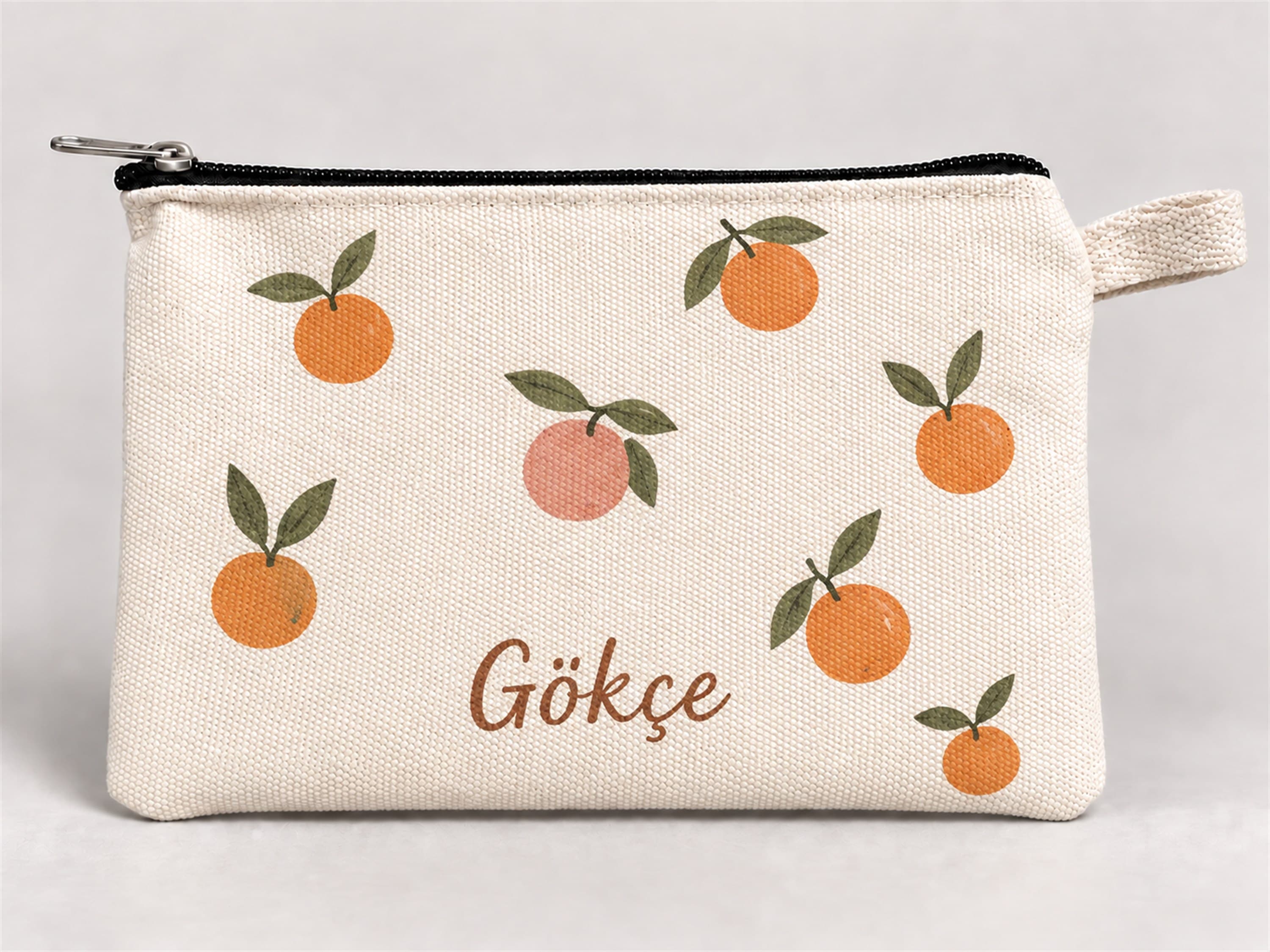 Kişiye Özel Turunç Deseni Baskılı Fermuarlı Kalemlik 20x10 cm Kalem Kutusu
