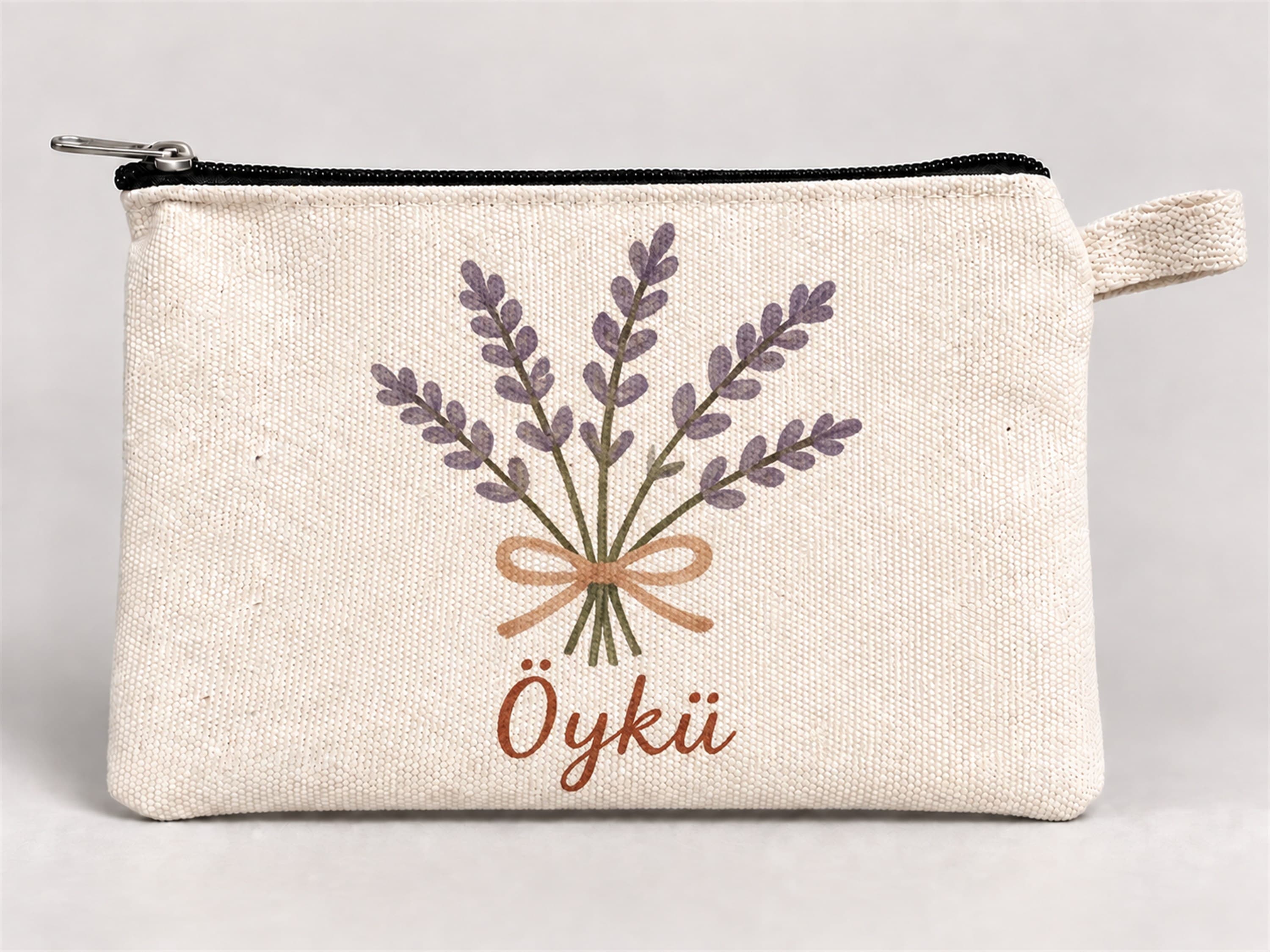 Kişiye Özel Lavanta Buketi Baskılı Fermuarlı Kalemlik 20x10 cm Kalem Kutusu