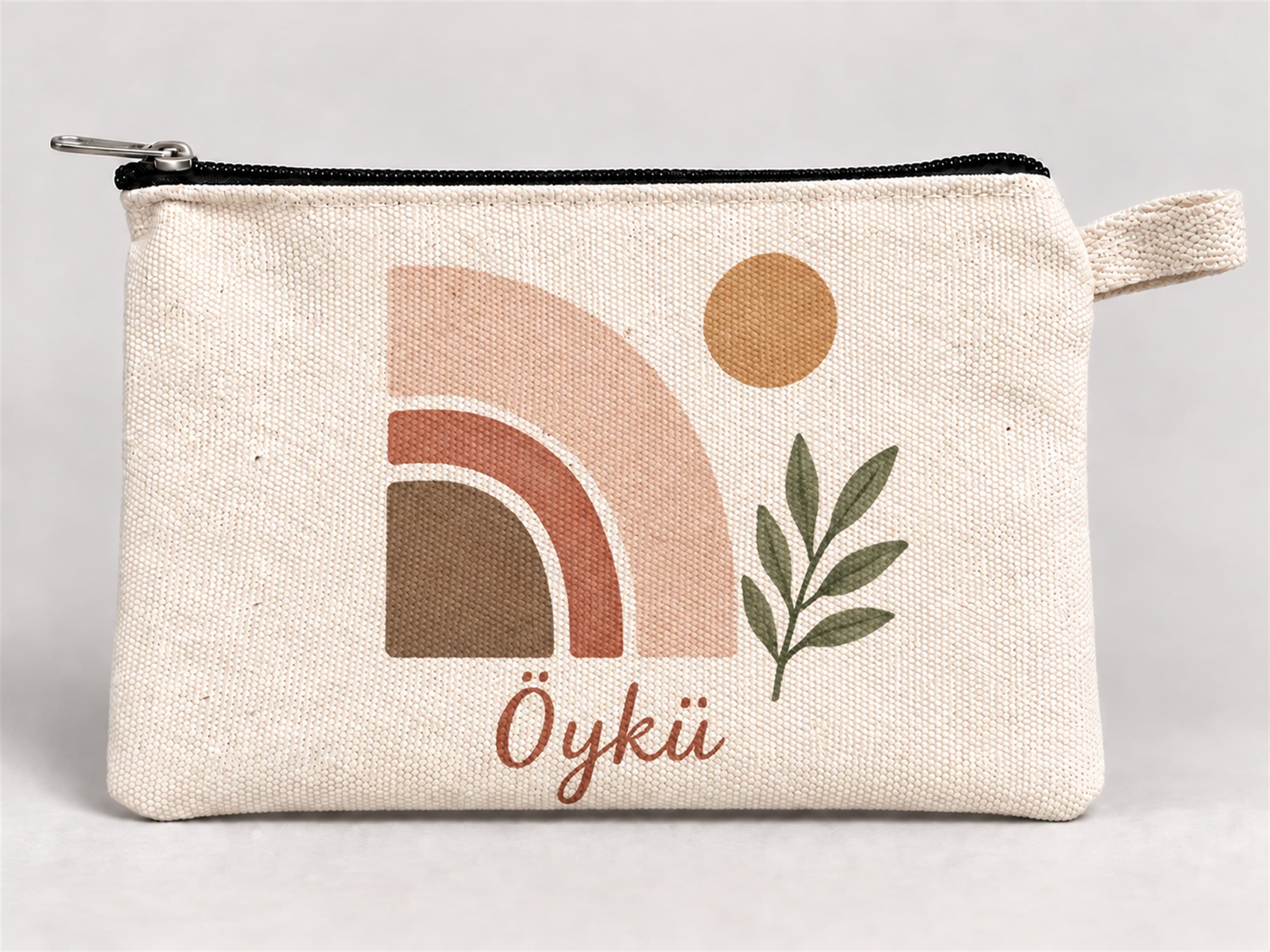 Kişiye Özel Soyut Gökkuşağı Baskılı Fermuarlı Kalemlik 20x10 cm Kalem Kutusu