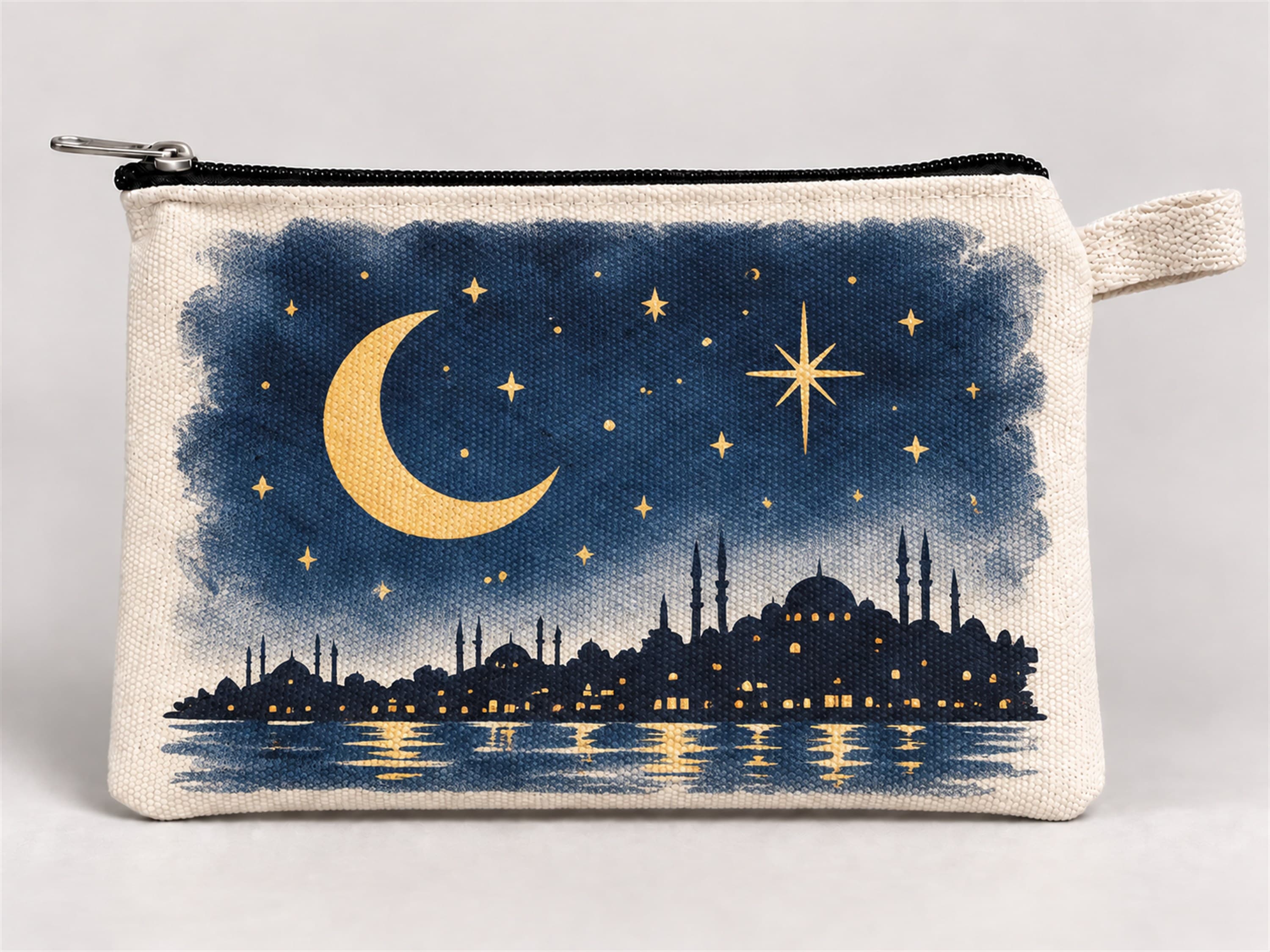 İstanbul Gece Silüeti Baskılı Fermuarlı Kalemlik 20x10 cm Kalem Kutusu