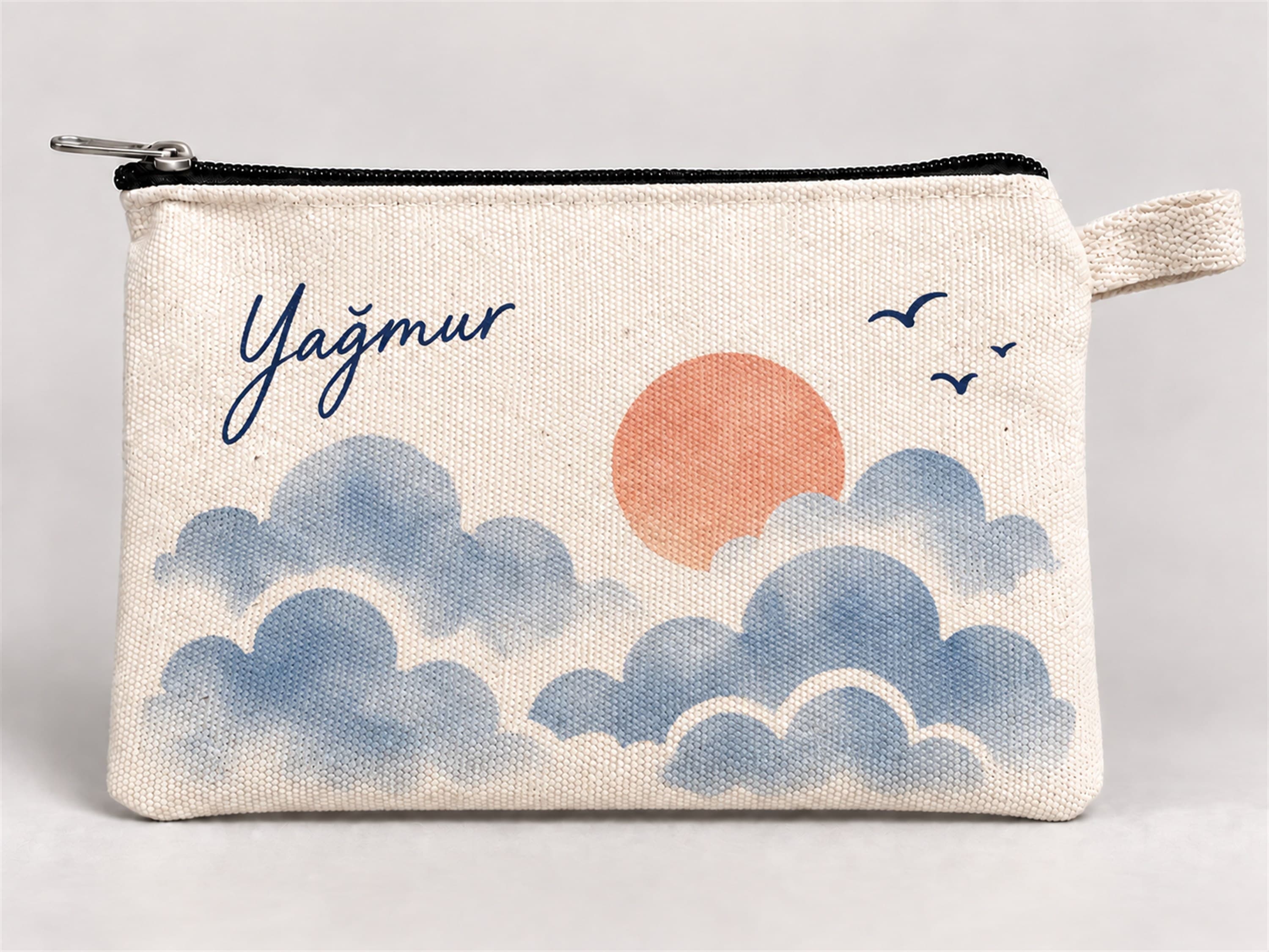 Kişiye Özel Bulutlu Gün Batımı Baskılı Fermuarlı Kalemlik 20x10 cm Kalem Kutusu