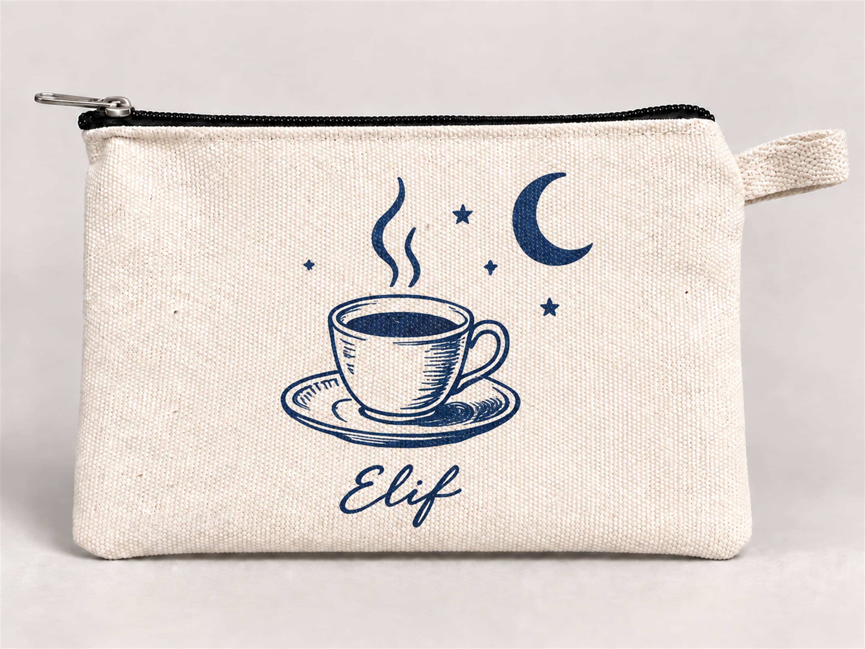 Kişiye Özel Gece Kahvesi Baskılı Fermuarlı Kalemlik 20x10 cm Kalem Kutusu