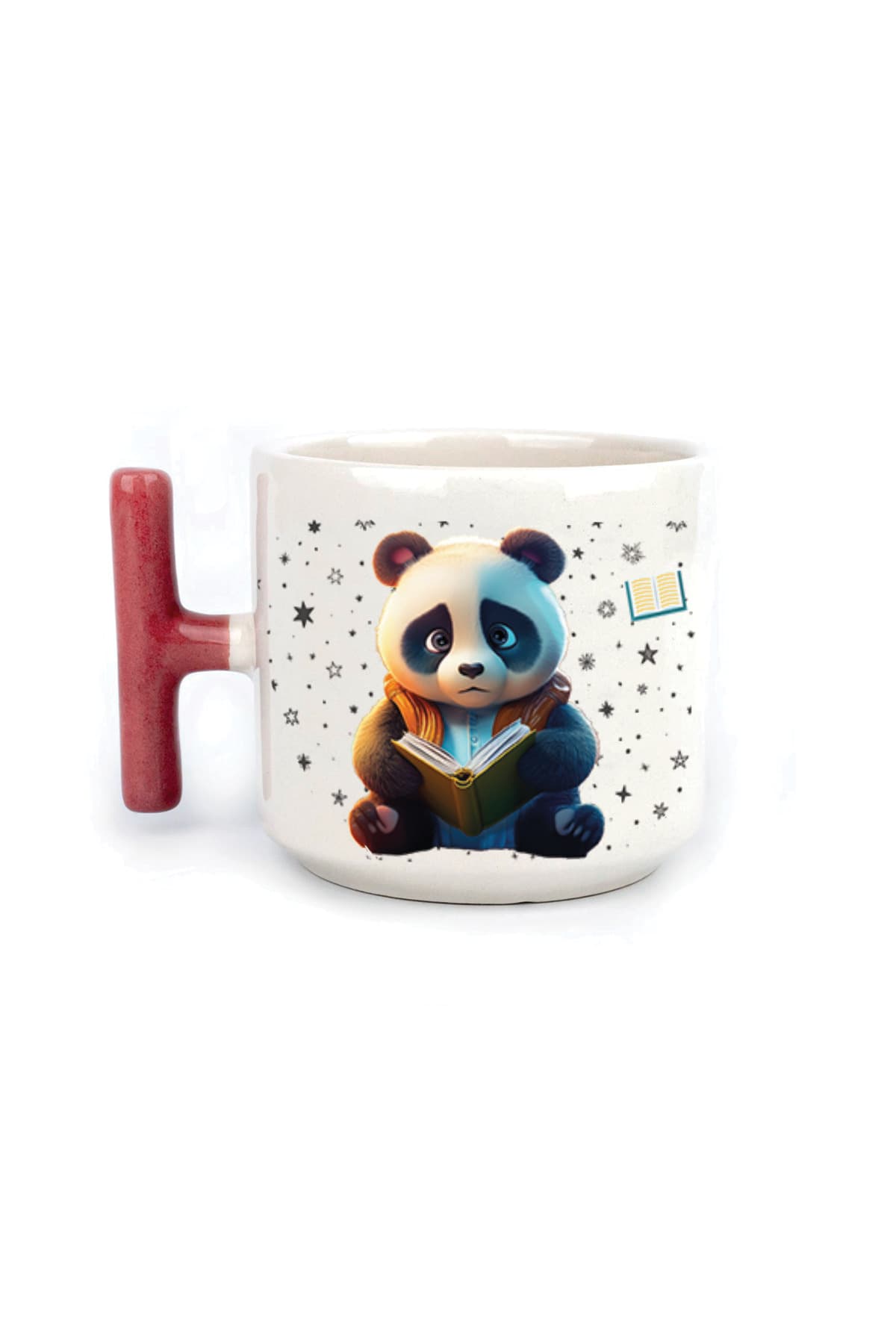 Sad Üzgün Panda - Meslek: Öğrenci Kırmızı Kulplu T Meslek Hediyesi Kupa