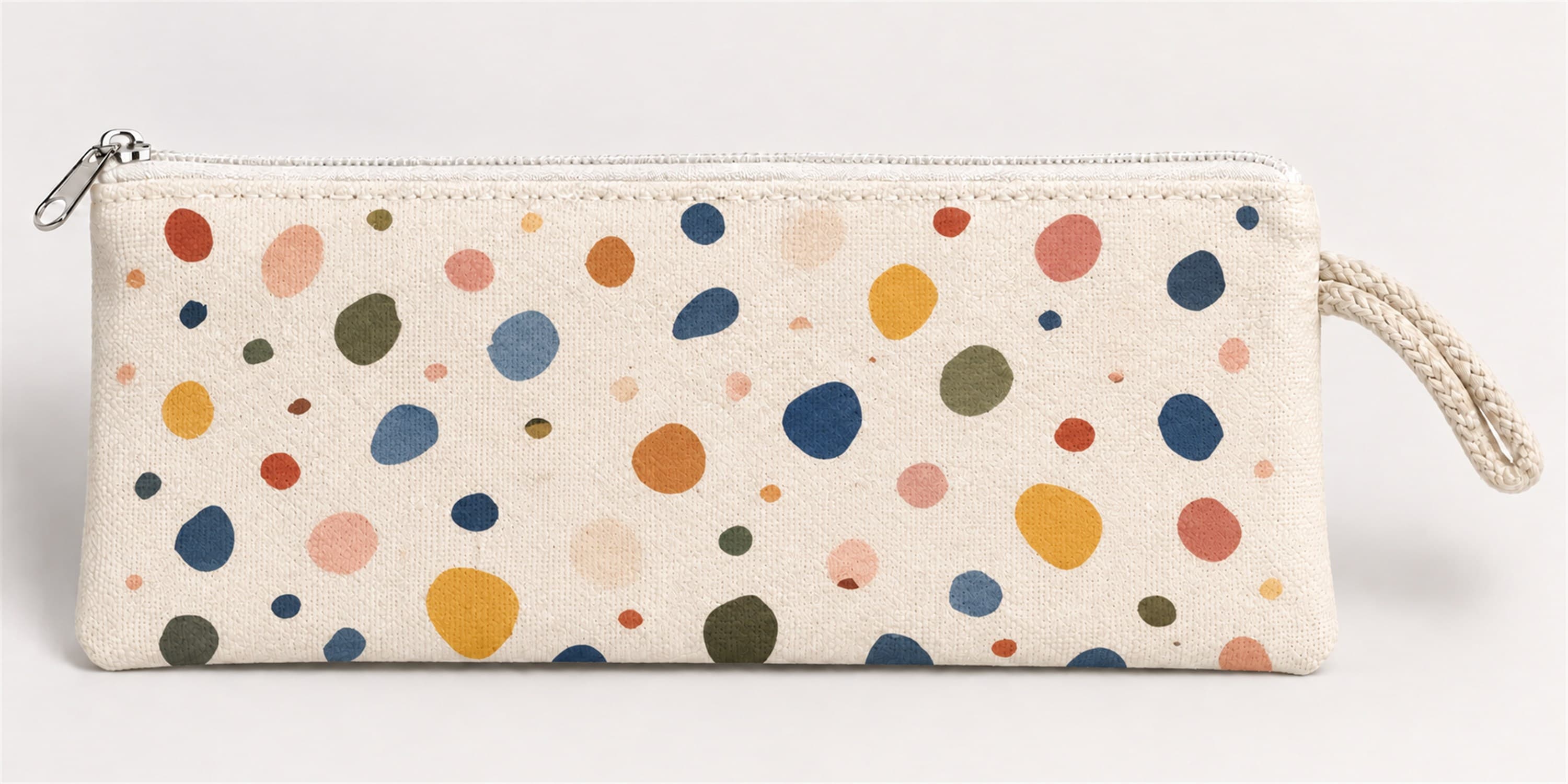 Renkli Benekler Baskılı Fermuarlı Clutch El Çantası Makyaj Çantası