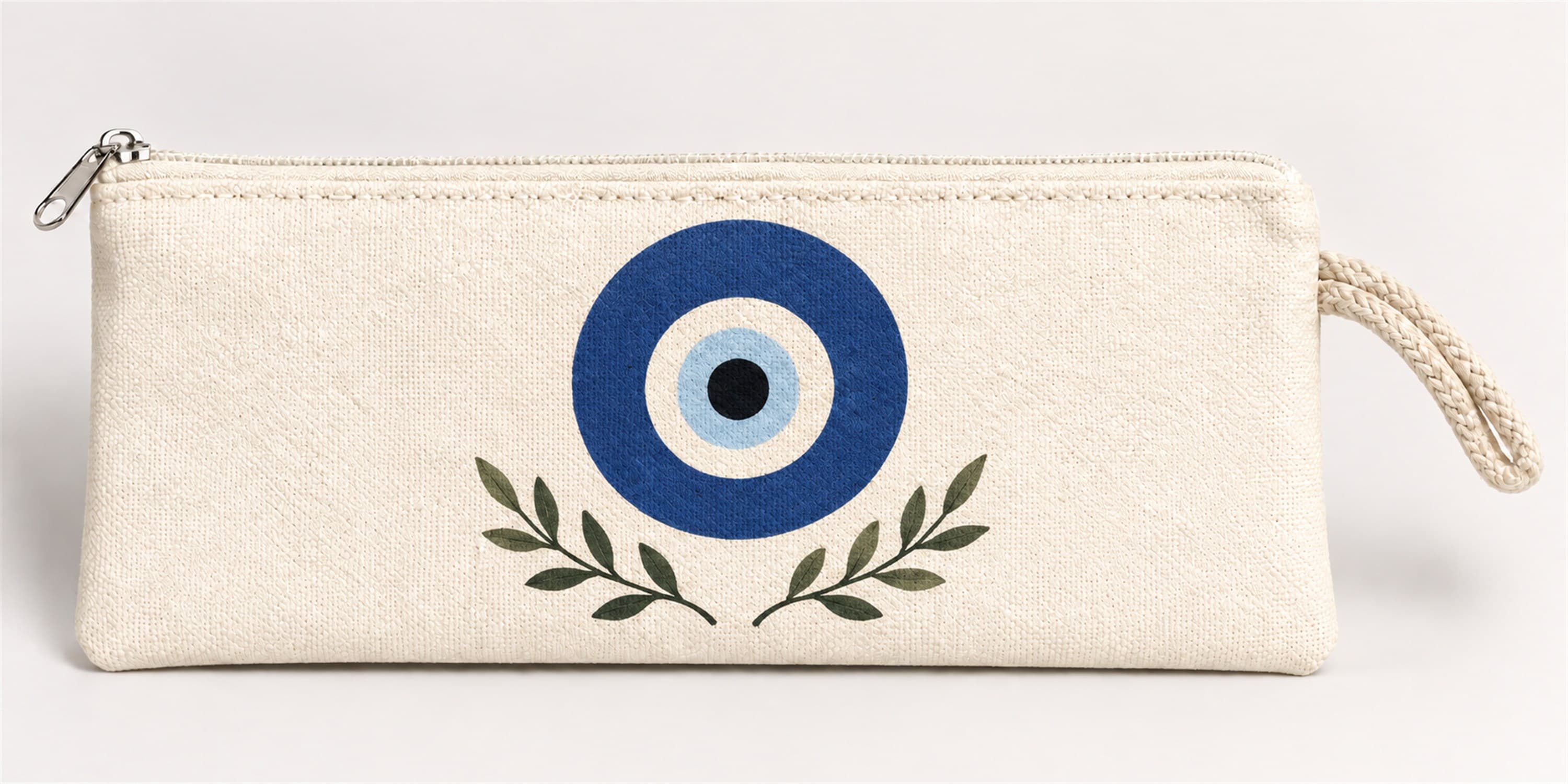 Nazar Boncuğu Baskılı Fermuarlı Clutch El Çantası Makyaj Çantası