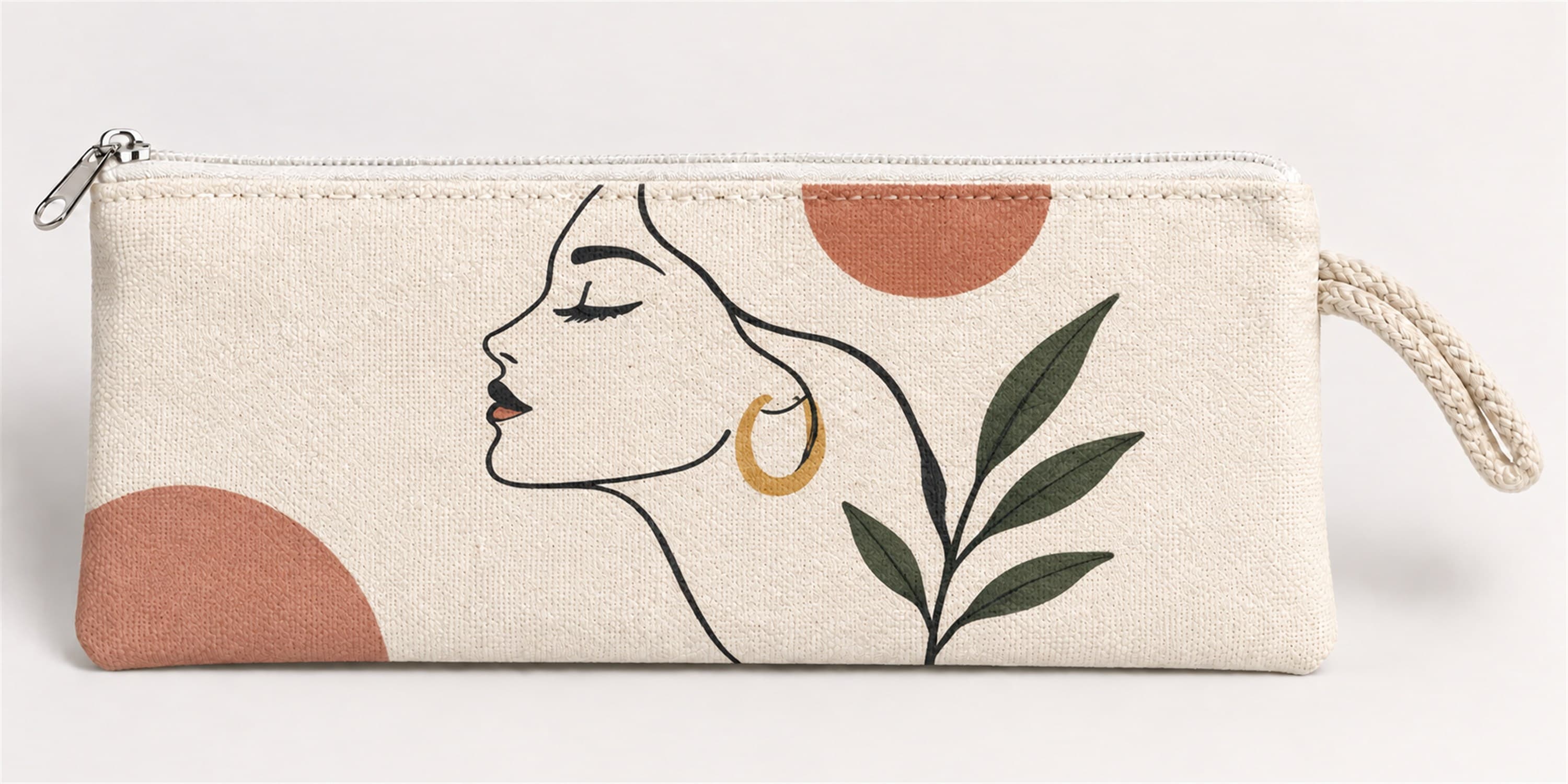 Modern Kadın İllüstrasyonu Baskılı Fermuarlı Clutch El Çantası Makyaj Çantası