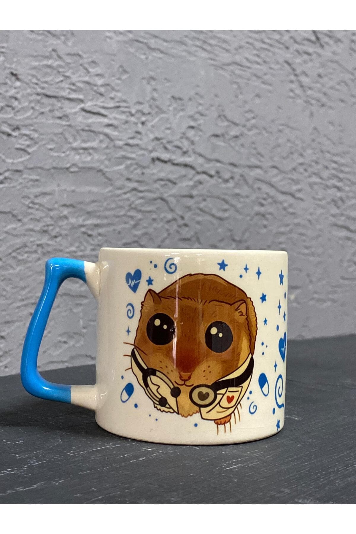 Sad Üzgün Hamster Meslek: Doktor Mavi Kulplu Prime Ofis Hediyesi Kupa