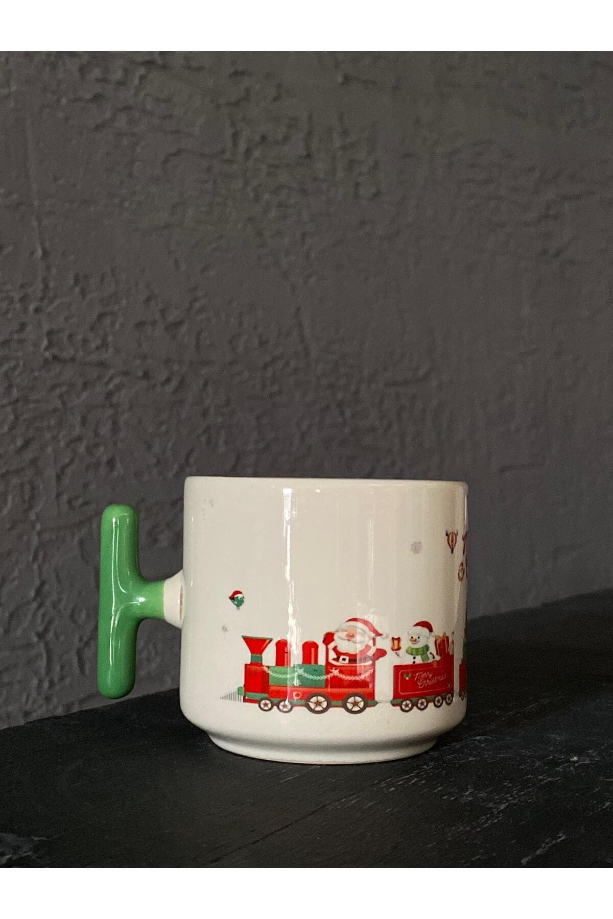 Noel Baba Treni Yeşil Kulplu T Yılbaşı Hediyesi Kupa