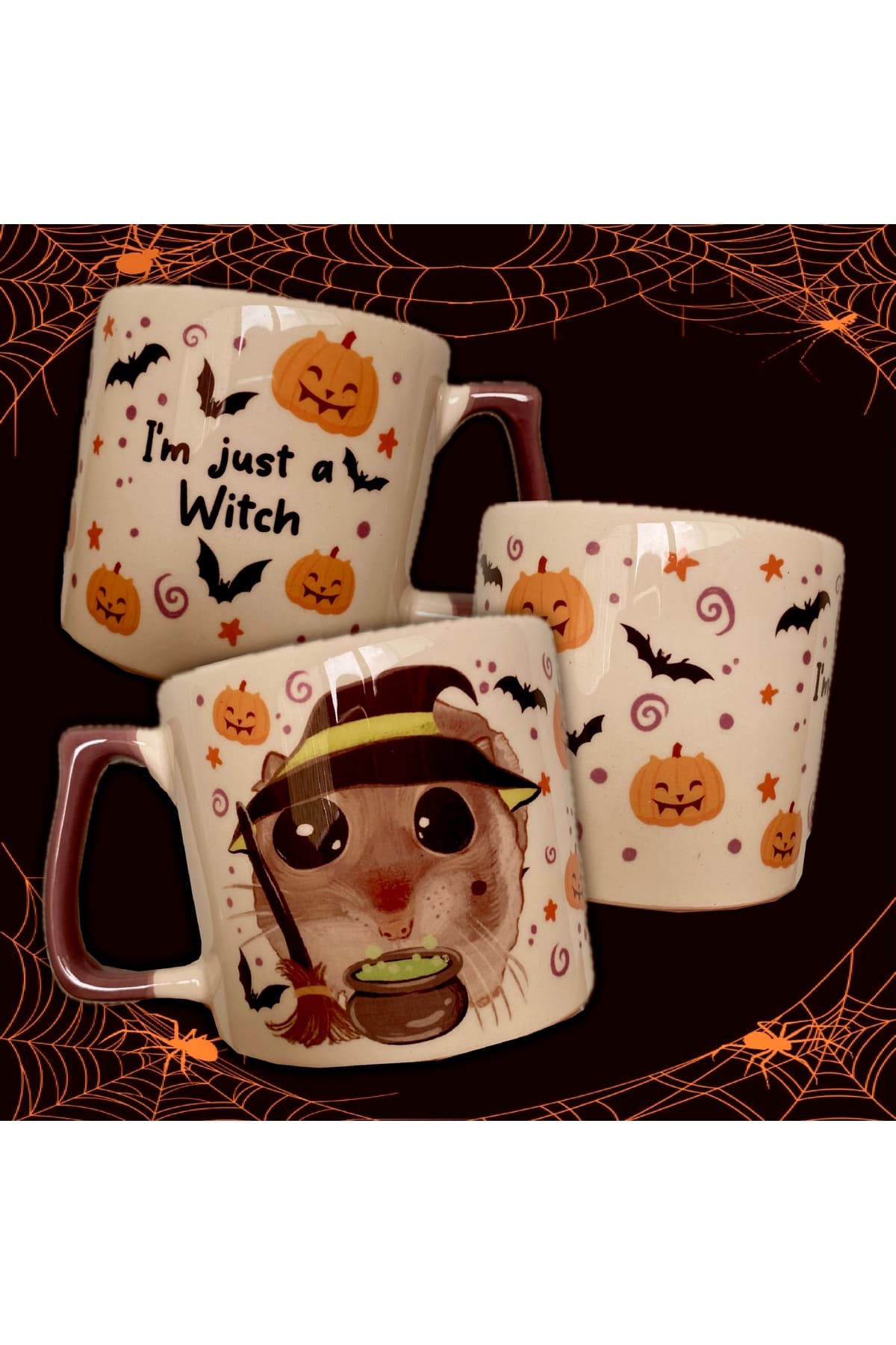 Üzgün Hamster - Cadı Kostümlü Halloween Kupa