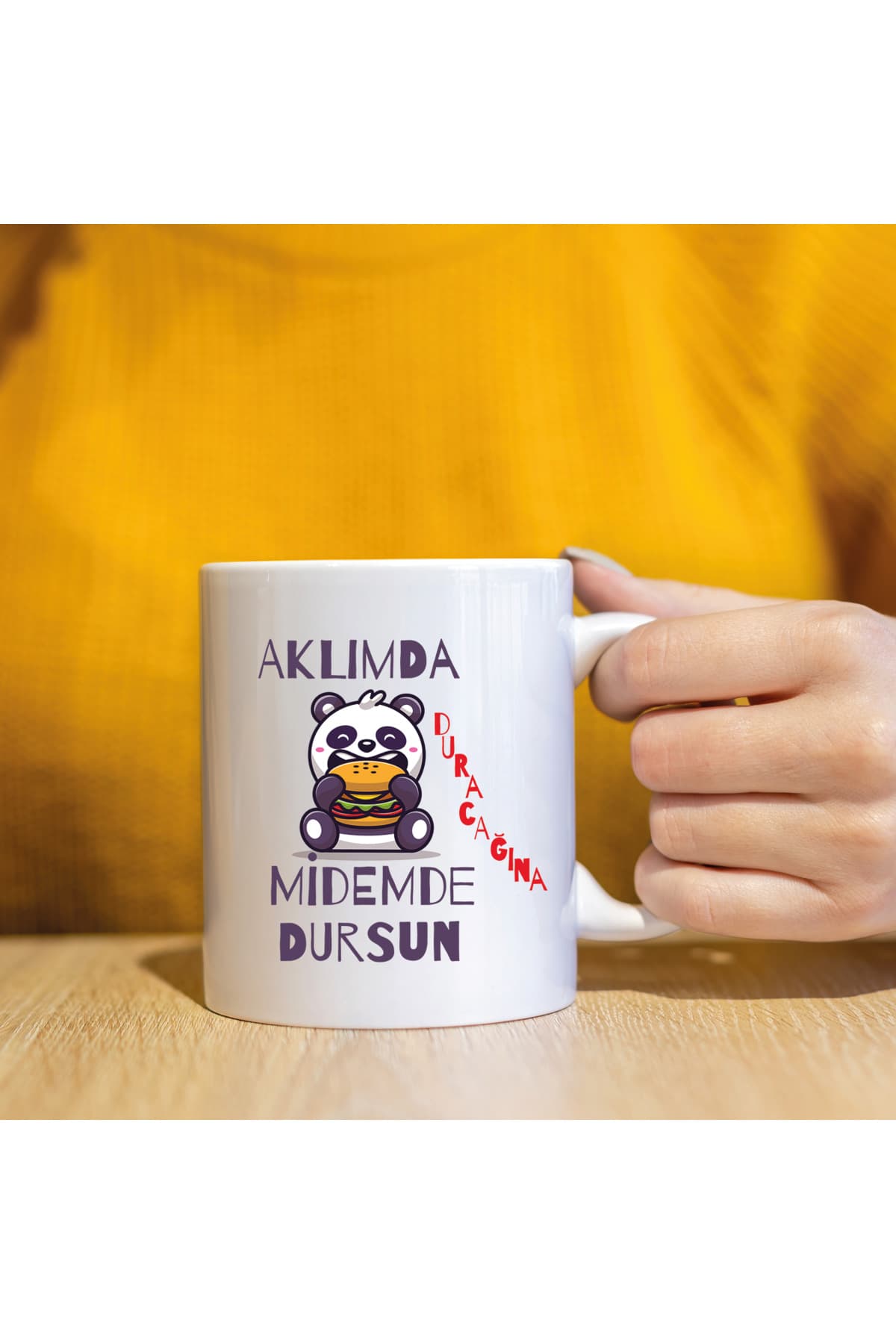 Aklımda Duracağına Midemde Dursun Baskılı Beyaz Kupa