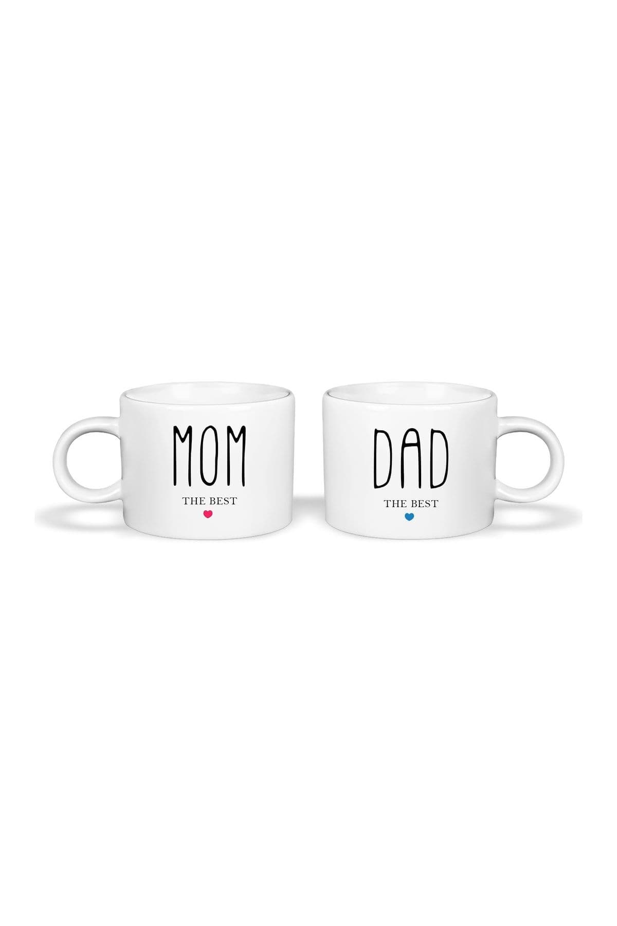 El Yapımı Mom & Dad Baskılı Pembe Kupa Seti (2 Adet)