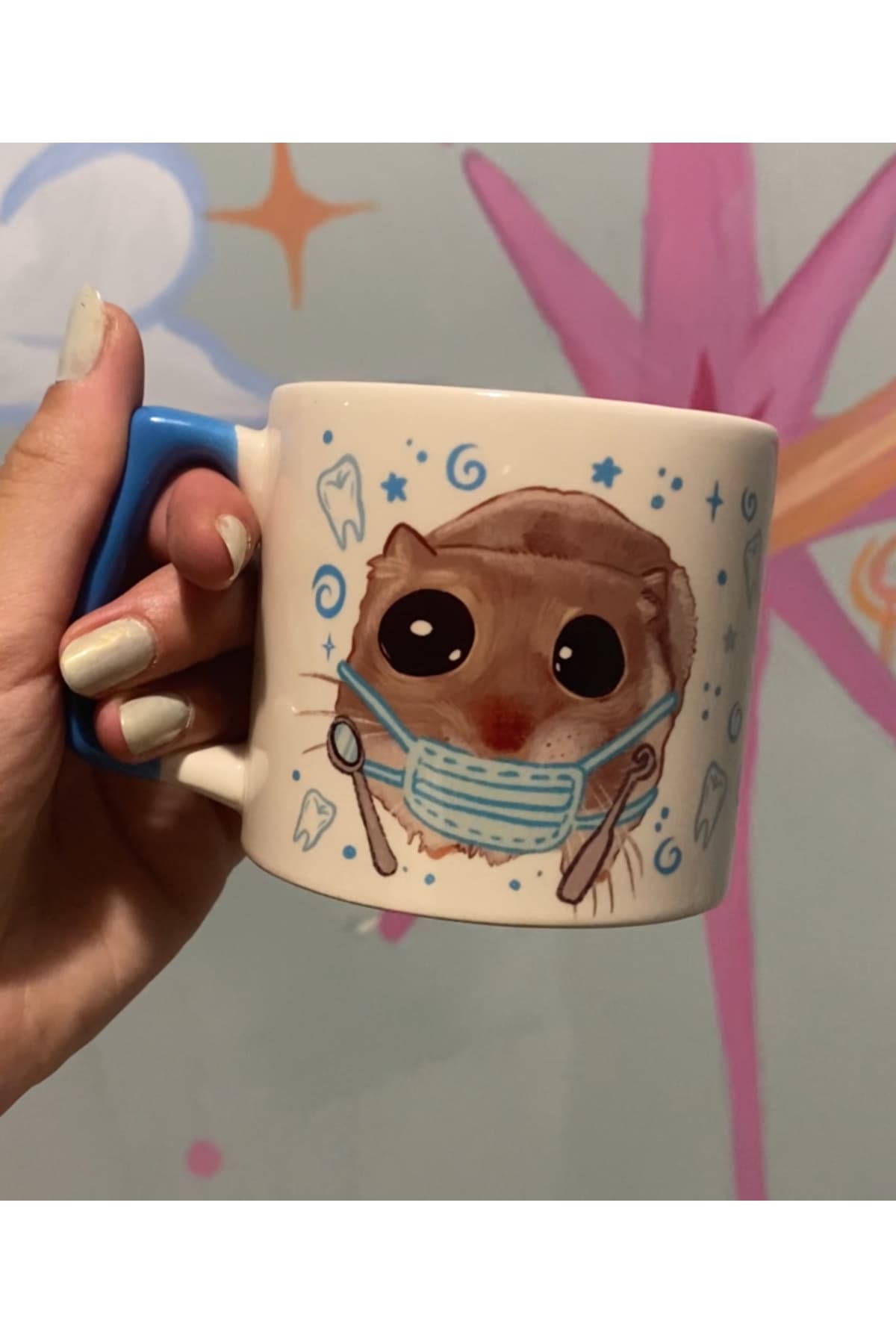 Sad Üzgün Hamster Meslek Dişçi Diş Doktoru Kupa