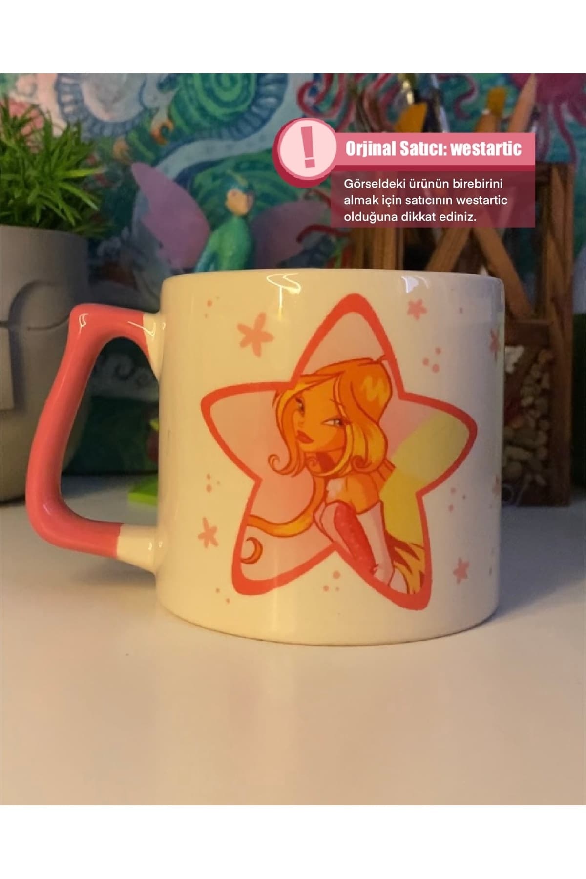 Pembe Winx Club Flora Tasarımlı Kupa