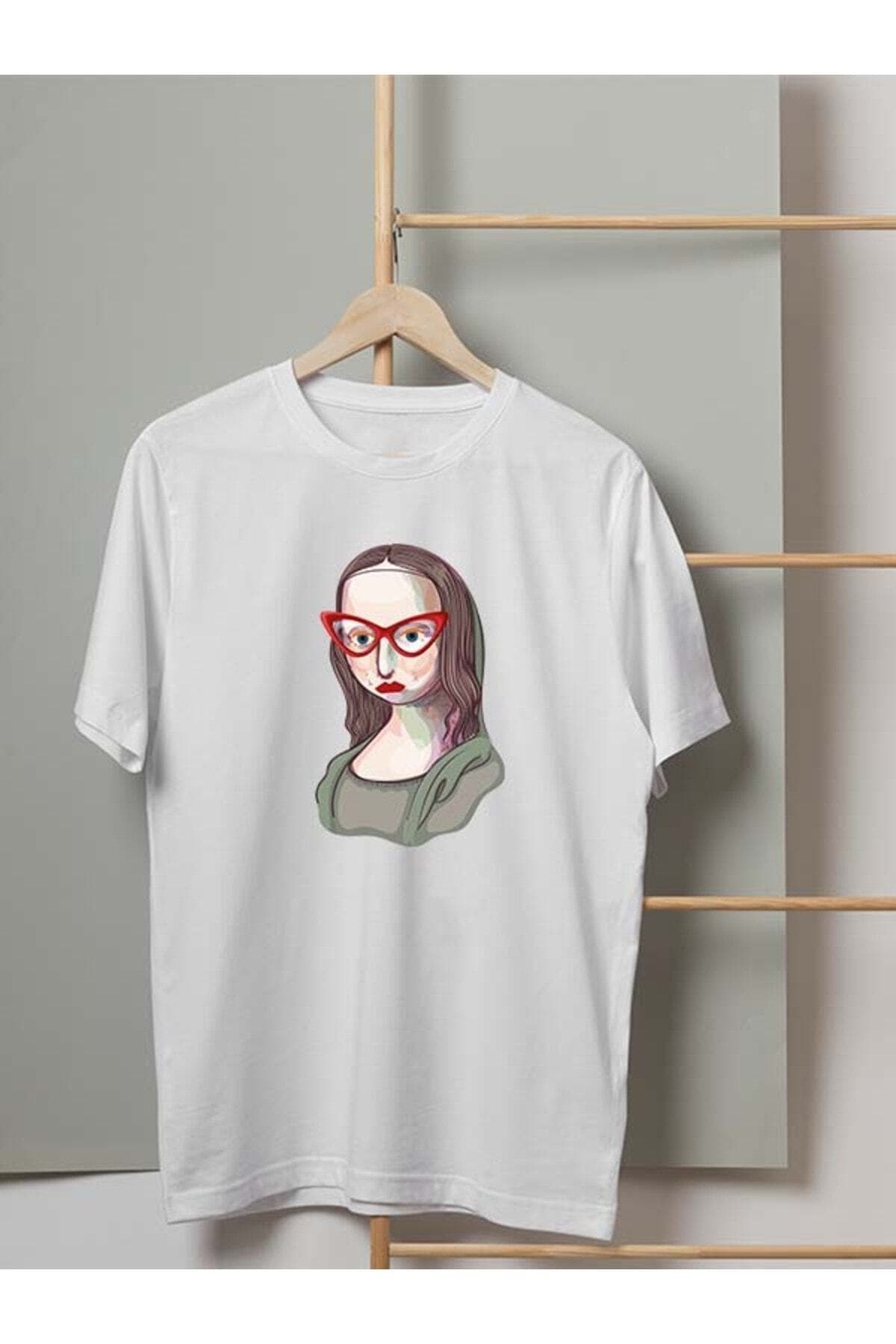 Mona Rıza Baskılı Beyaz Erkek Tişört - S