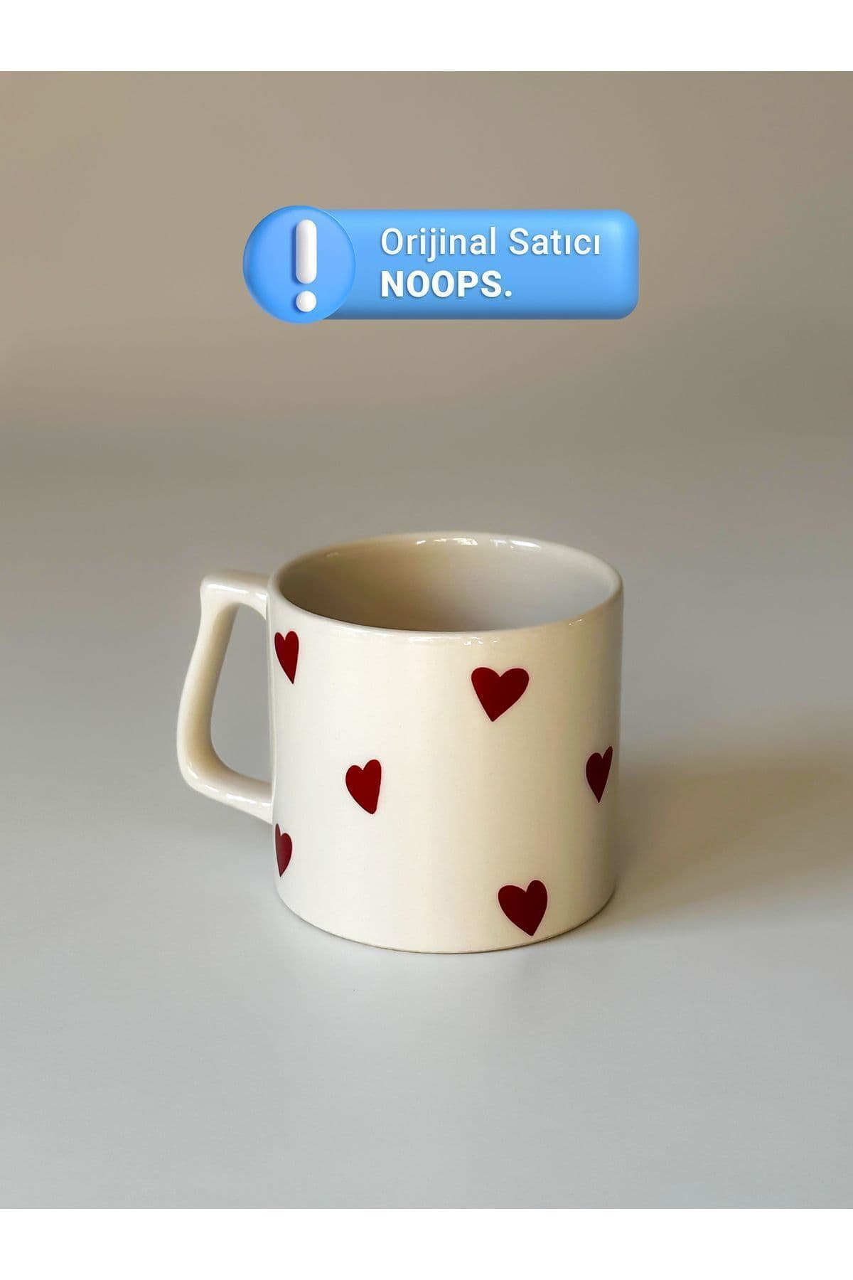 Kırmızı Kalp Desenli Kupa Bardak Kahve Mug