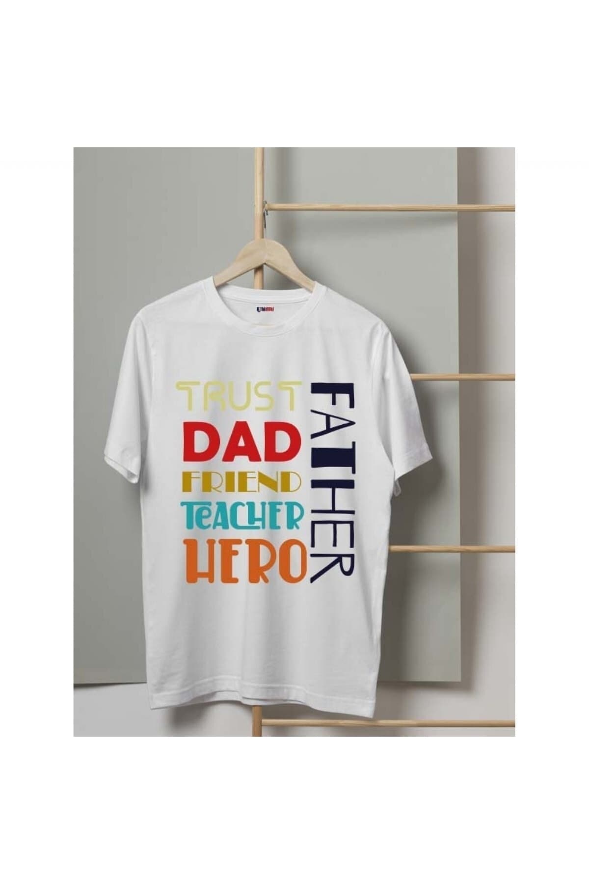 Father Baskılı Beyaz Erkek Tişört - Babalar Günü Hediyesi