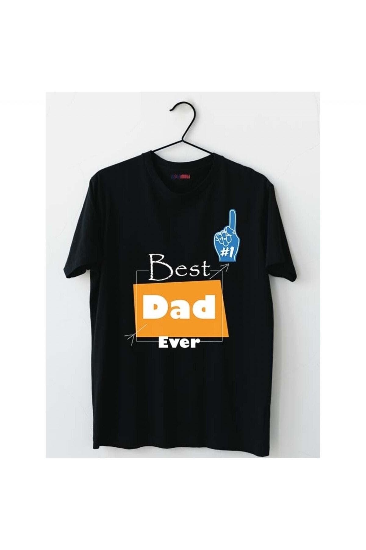 Best Dad #1 Baskılı Siyah Erkek Tişört - Babalar Günü Hediyesi