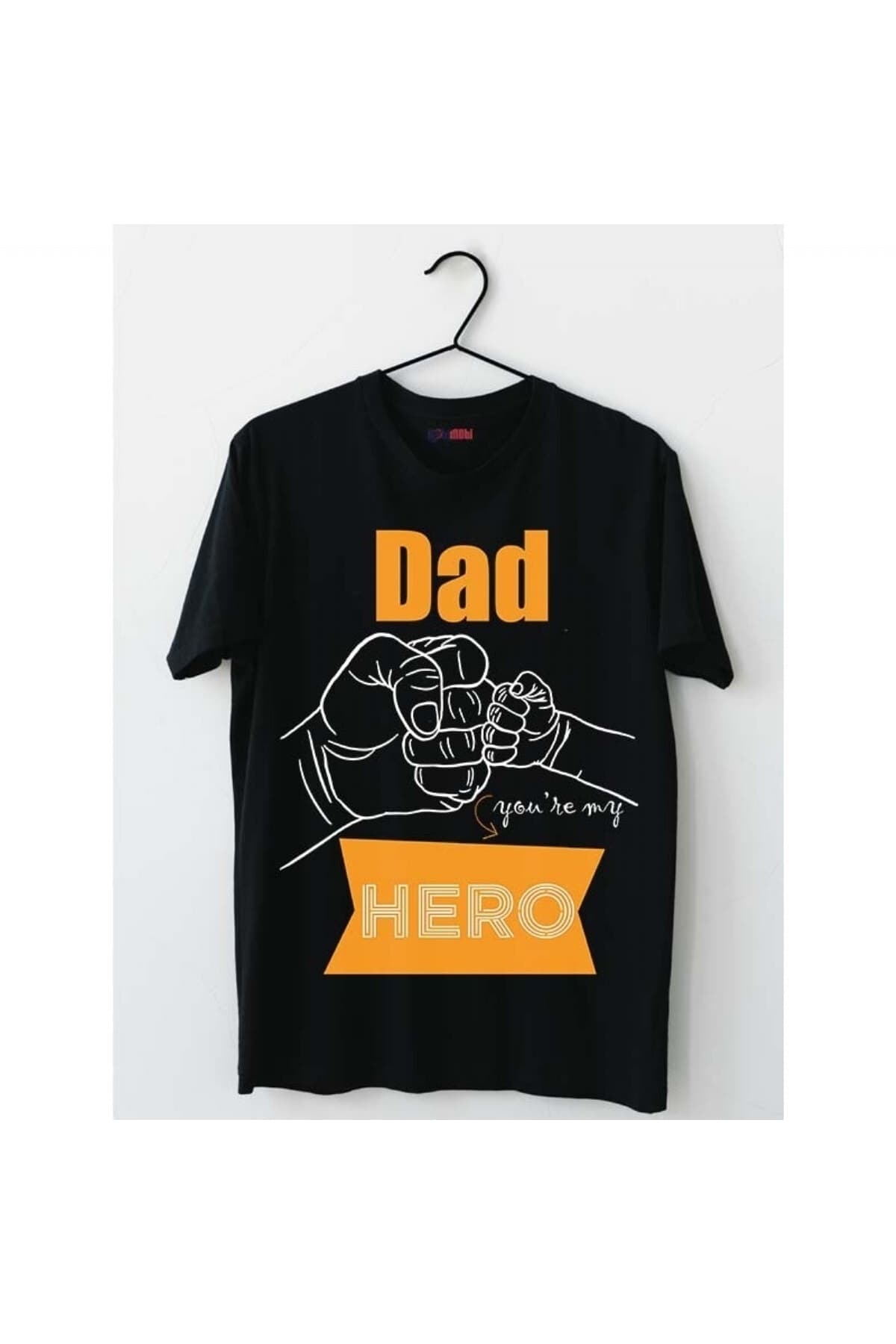 Dad Hero Baskılı Siyah Erkek Tişört - Babalar Günü Hediyesi - XL