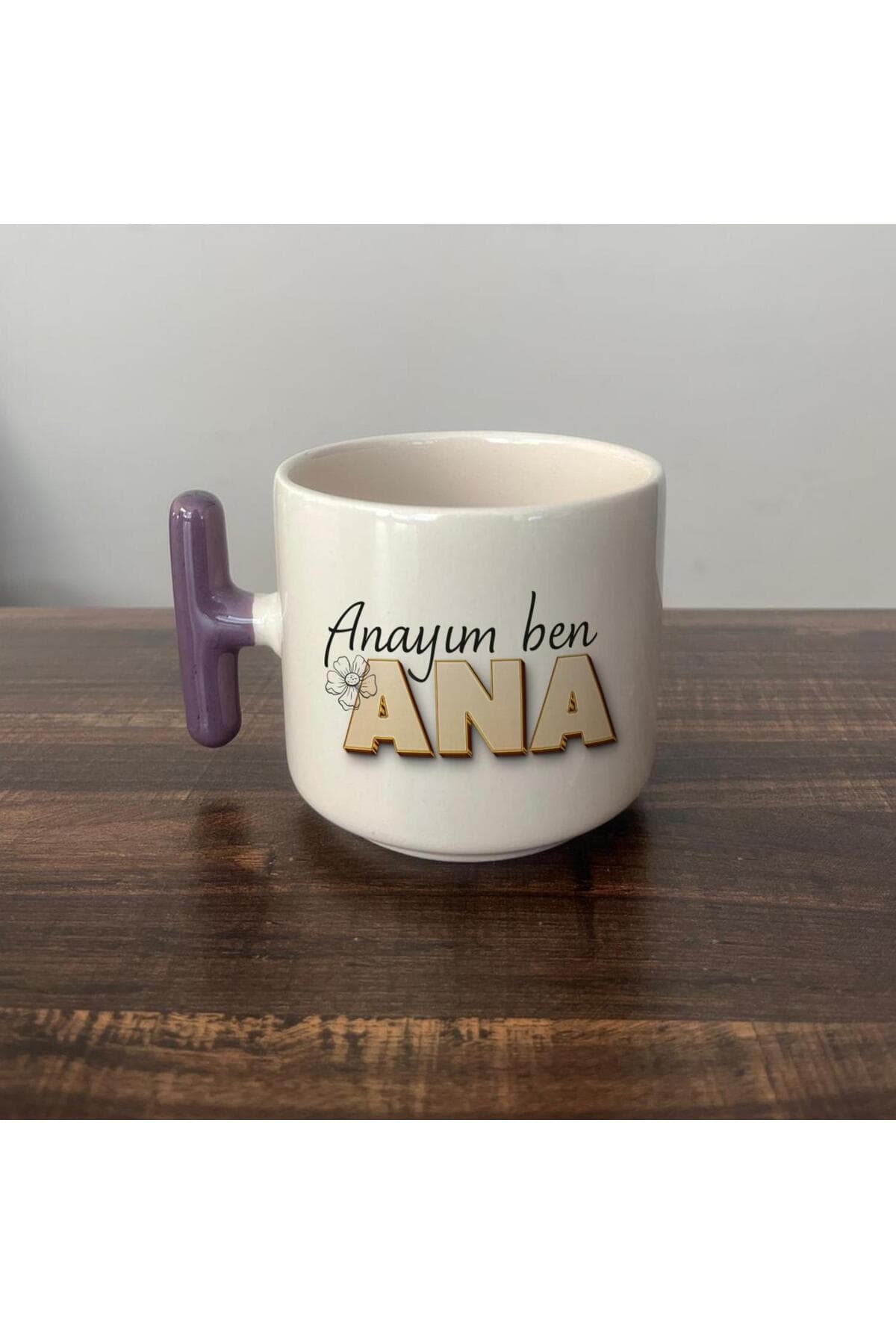 Anayım Ben Ana Baskılı Mor Kulplu T Kupa
