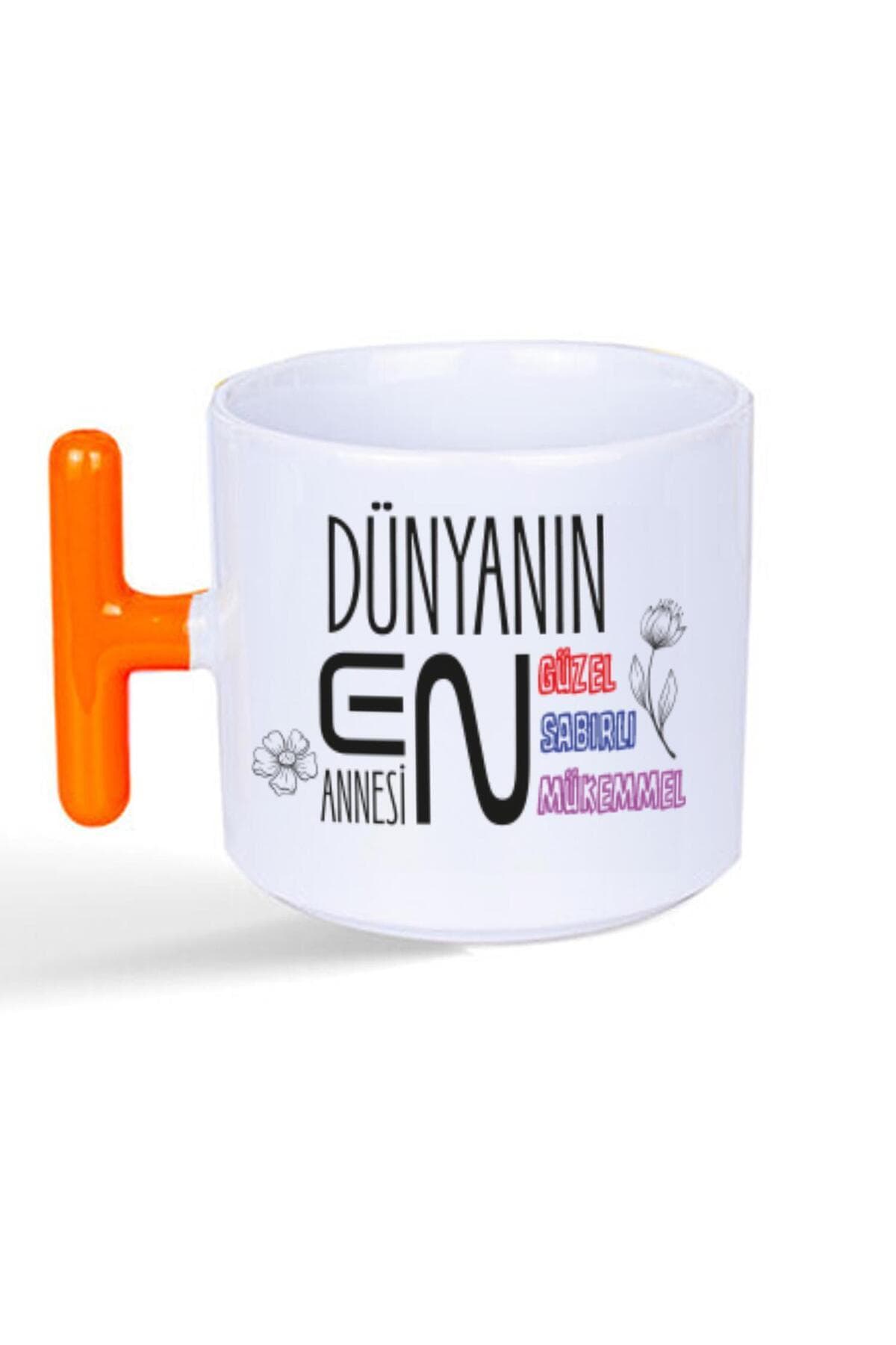 Dünyanın En Annesi Baskılı Turuncu Kulplu T Kupa