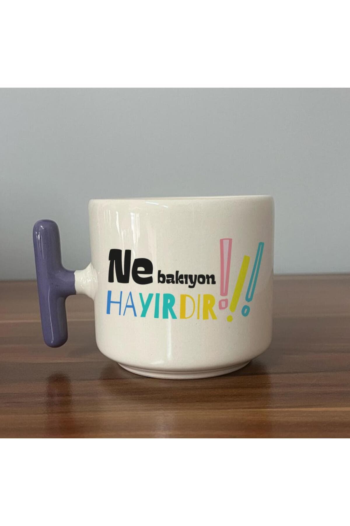 Ne Bakıyon Hayırdır Baskılı Mor Kulplu T Kupa