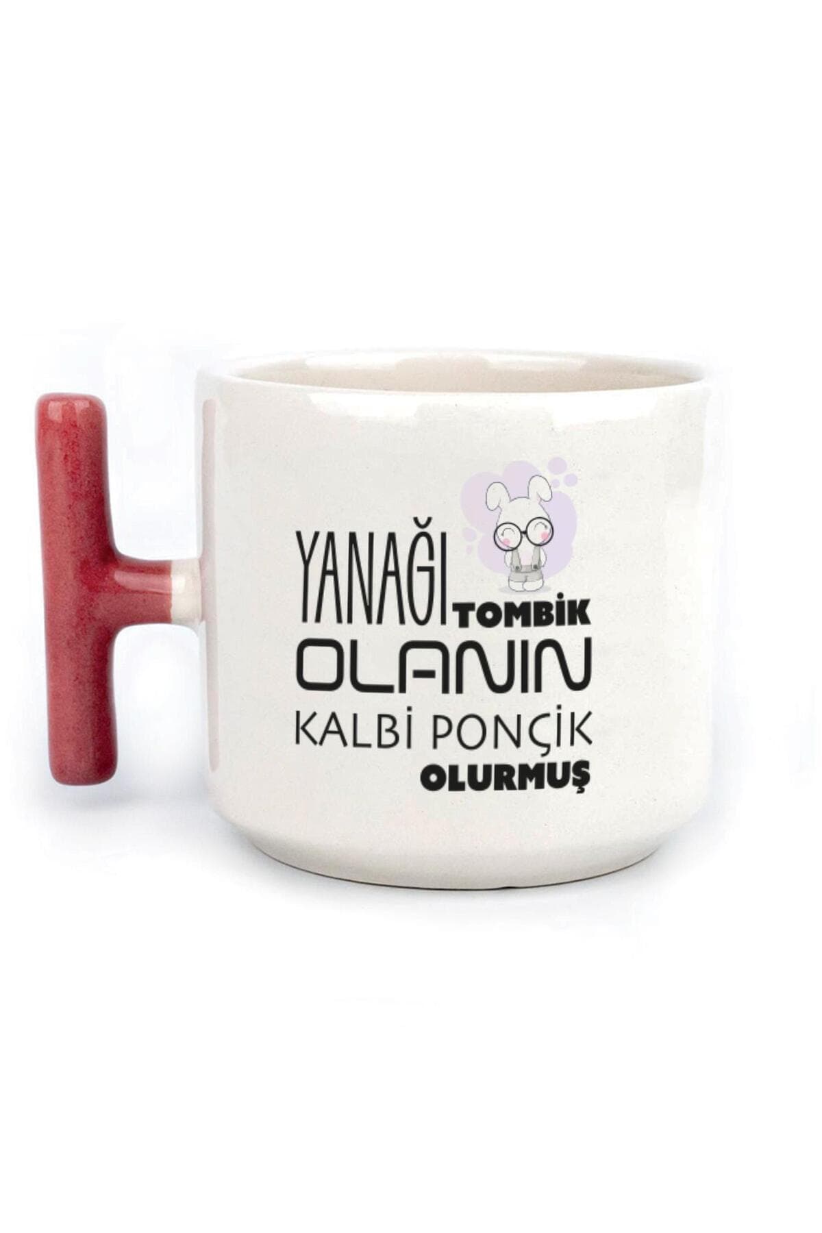 Yanağı Tombik Olanın Baskılı Kırmızı Kulplu T Kupa