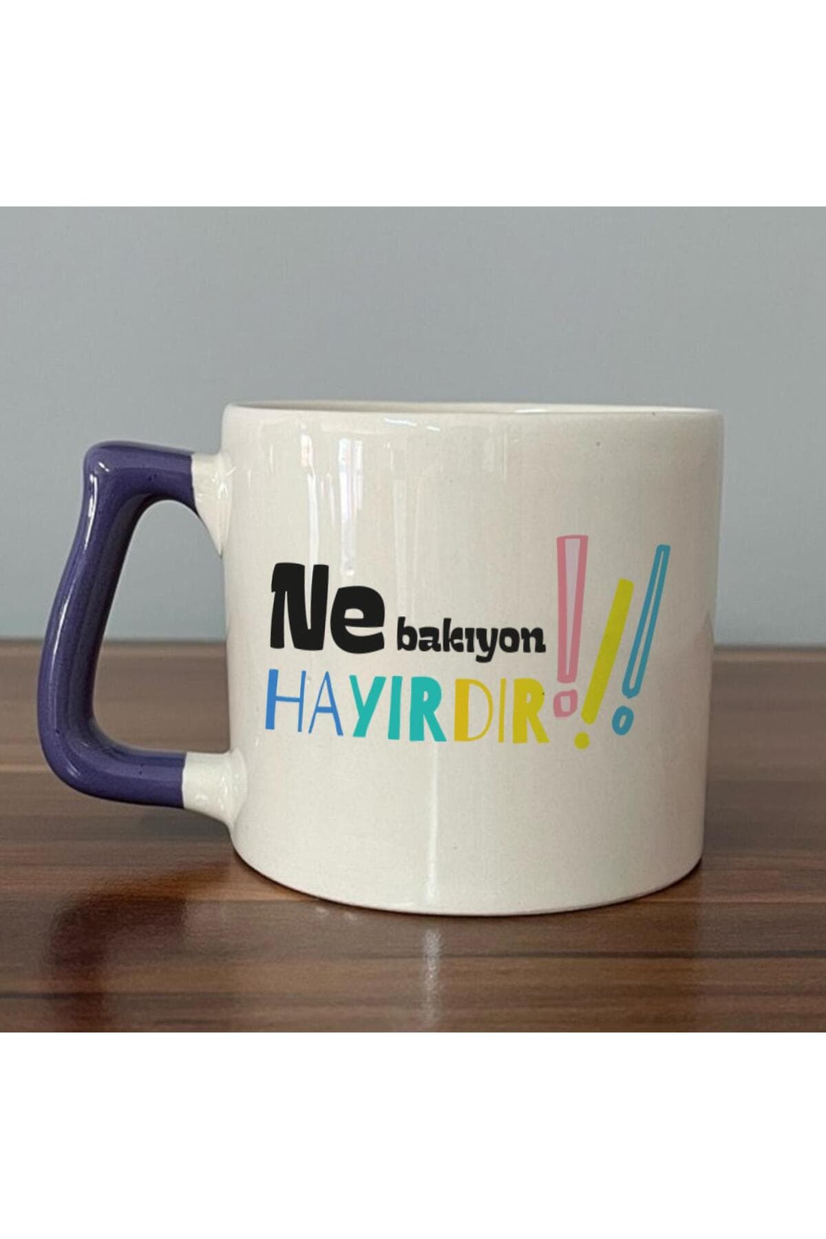 Ne Bakıyon Hayırdır Baskılı Mor Kulplu Prime Kupa